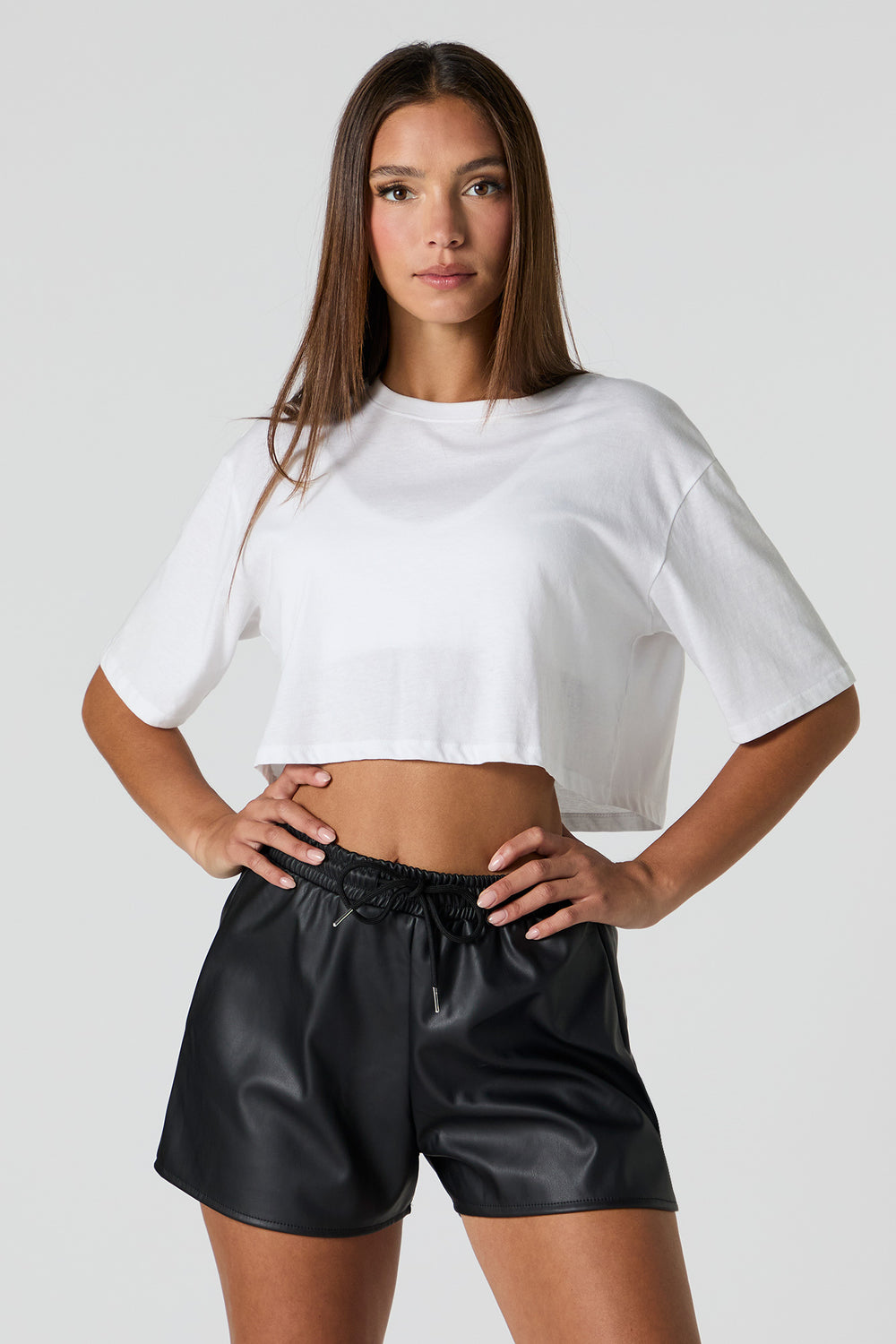 Faux Leather Drawstring Short Faux Leather Drawstring Short 1