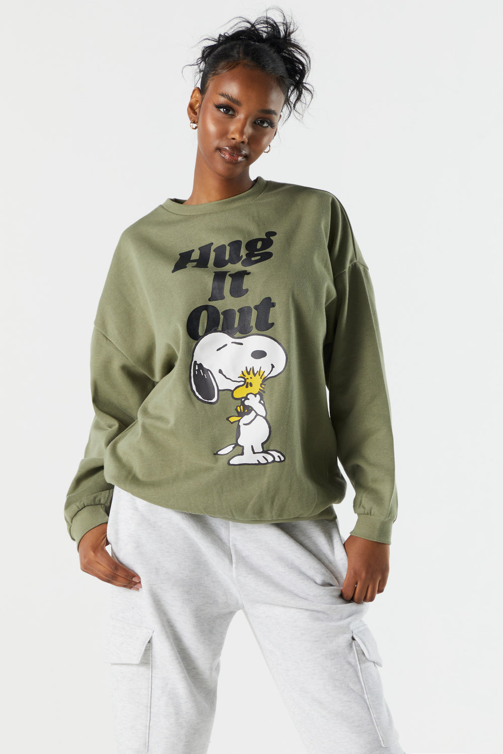 Snoopy Hug Graphic Fleece Sweatshirt Snoopy Hug Graphic Fleece Sweatshirt 1