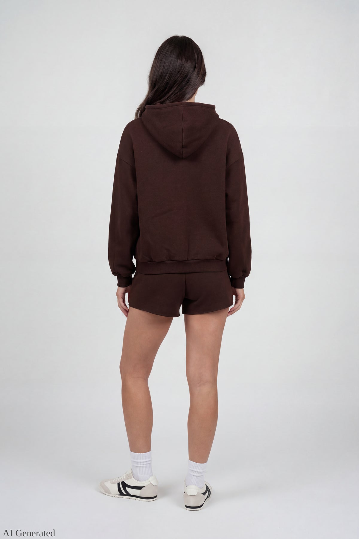 Alt View 2. Fleece Graphic Shortie 2" - Brown