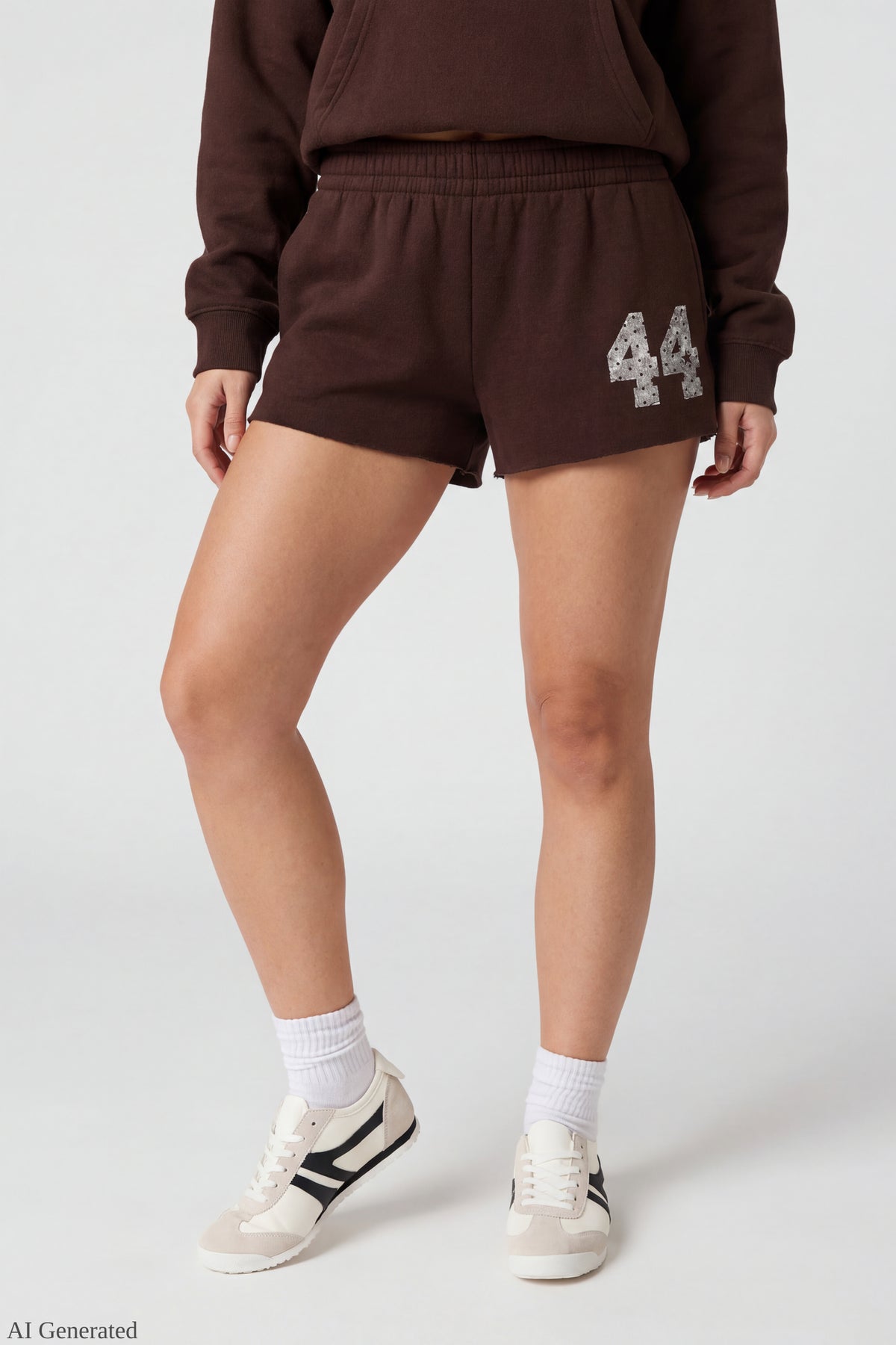 Alt View 3. Fleece Graphic Shortie 2" - Brown