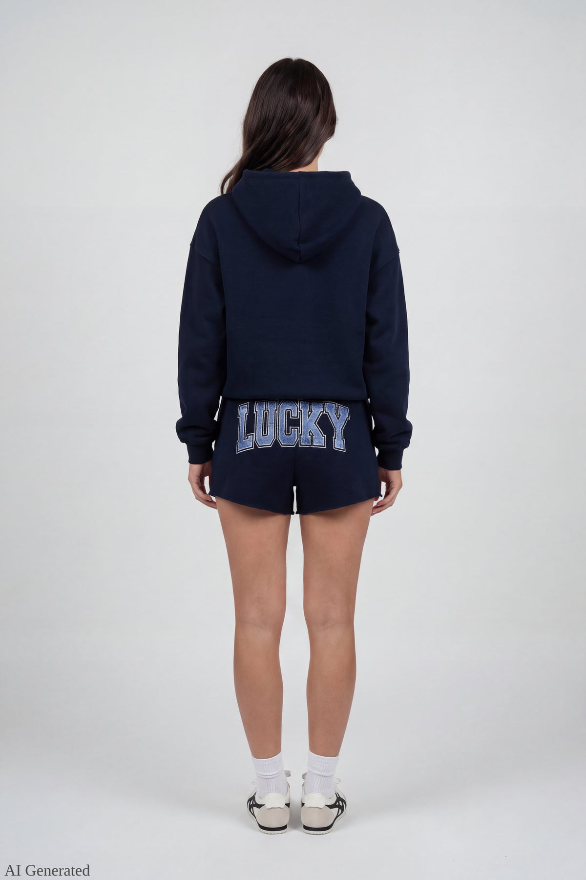 Alt View 2. Fleece Graphic Shortie 2" - Dark Blue