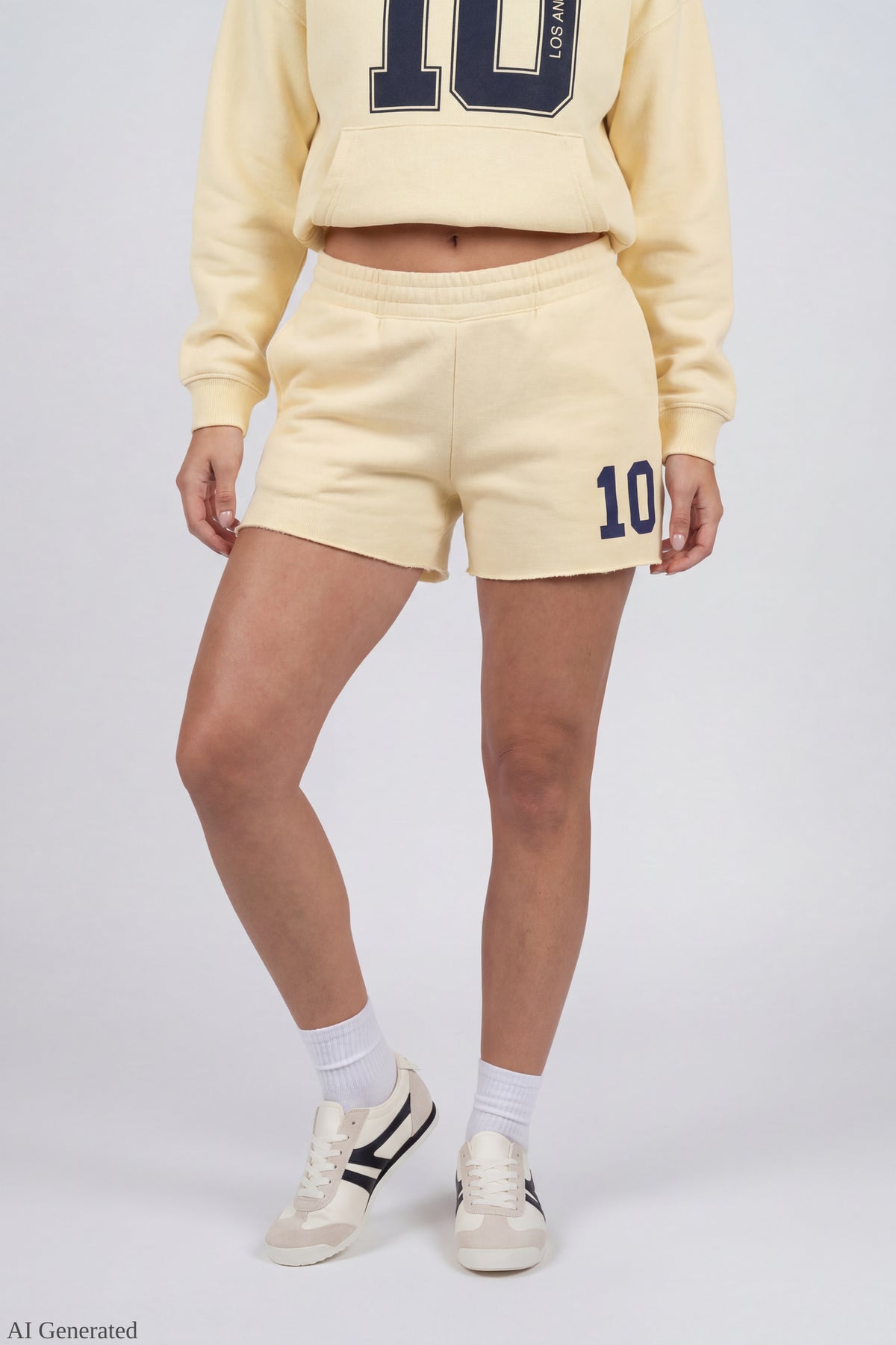 Alt View 3. Fleece Graphic Shortie 2" - Yellow