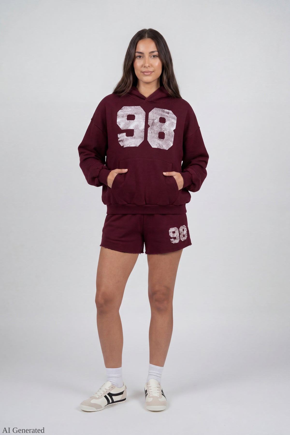Fleece Graphic Shortie 2" - Burgundy