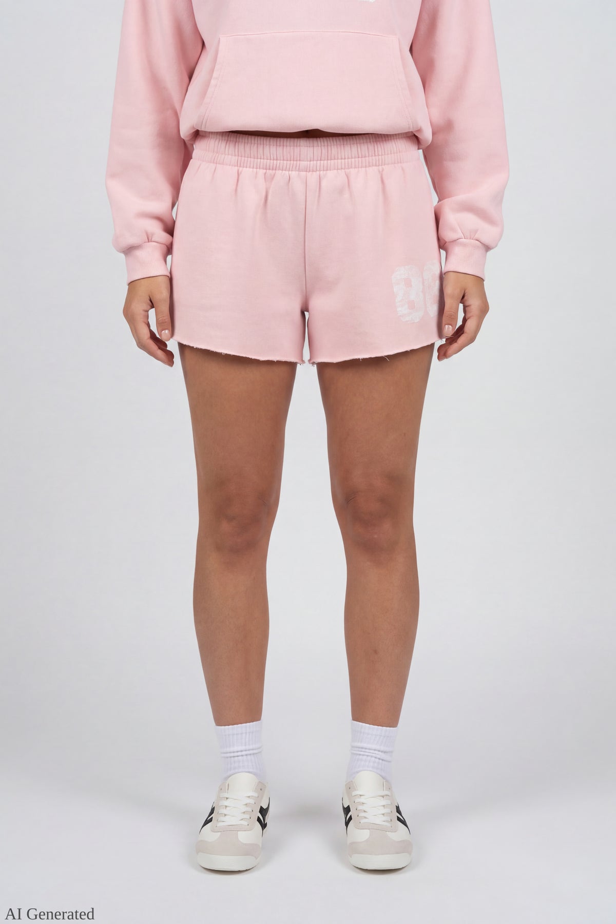Alt View 3. Fleece Graphic Shortie 2" - Light Pink