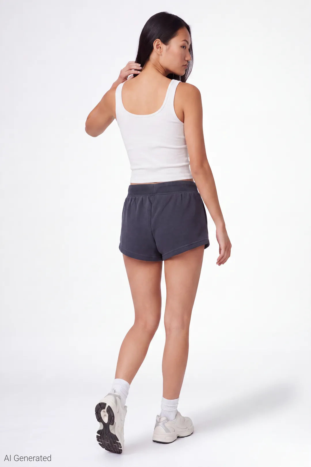 Alt View 2. Fleece Shortie - Dark Grey - Shot 2 Back - 1333x2000 - Dark Grey