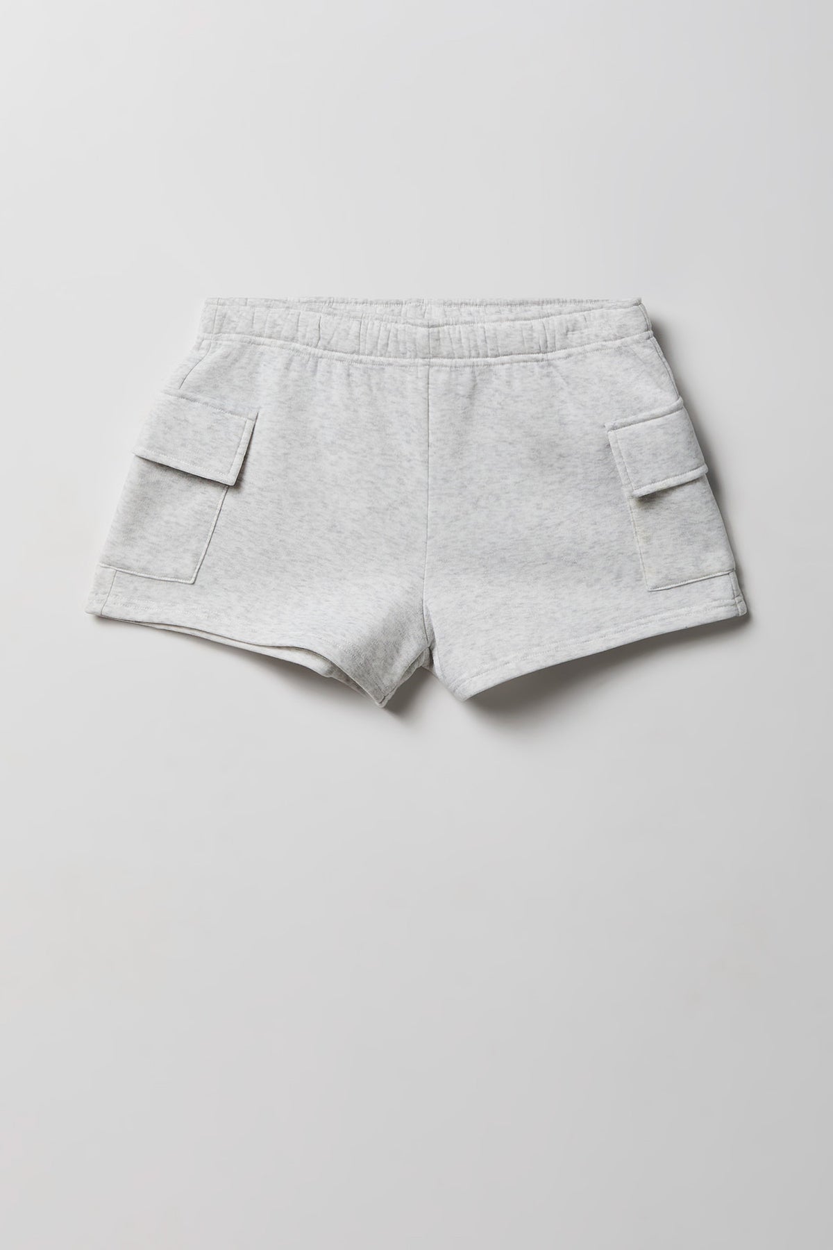 Alt View 4. Fleece Cargo Shortie - Light Grey