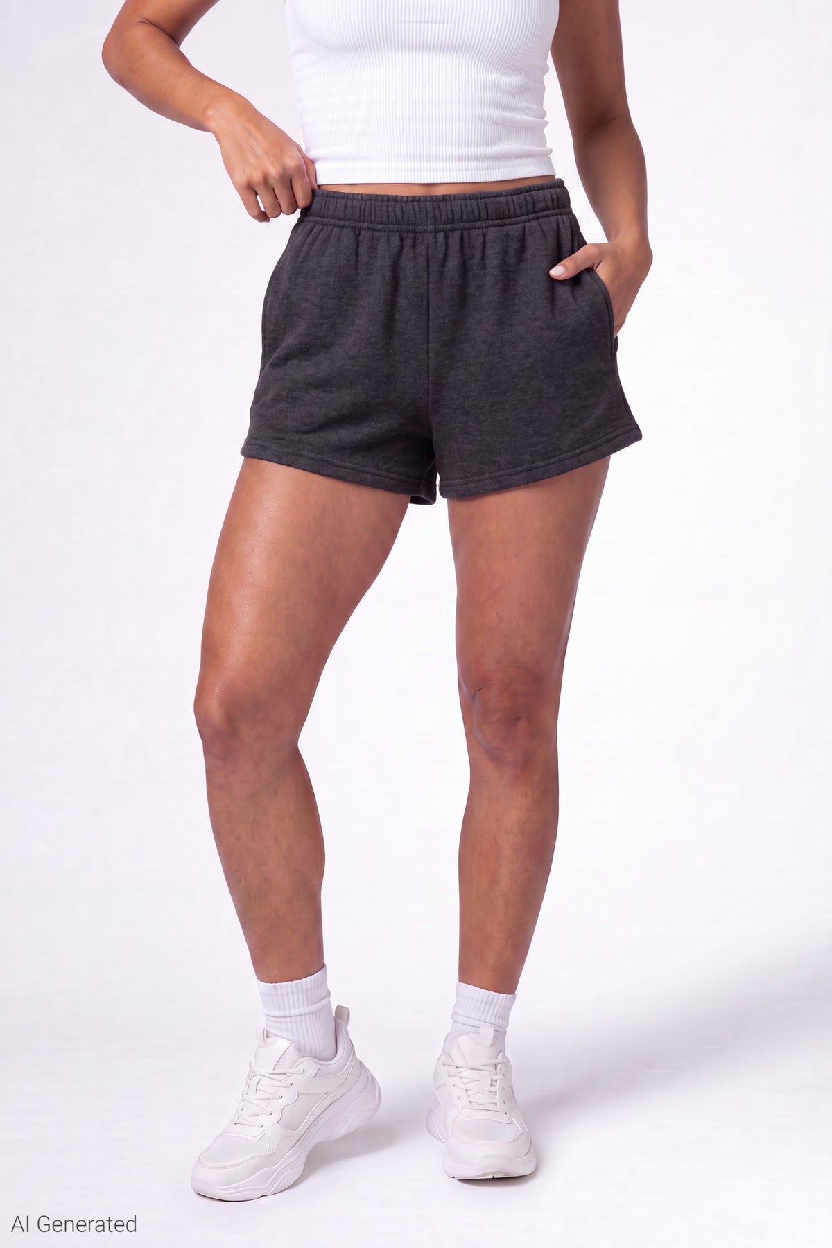 Alt View 3. Fleece Short 2" - Charcoal