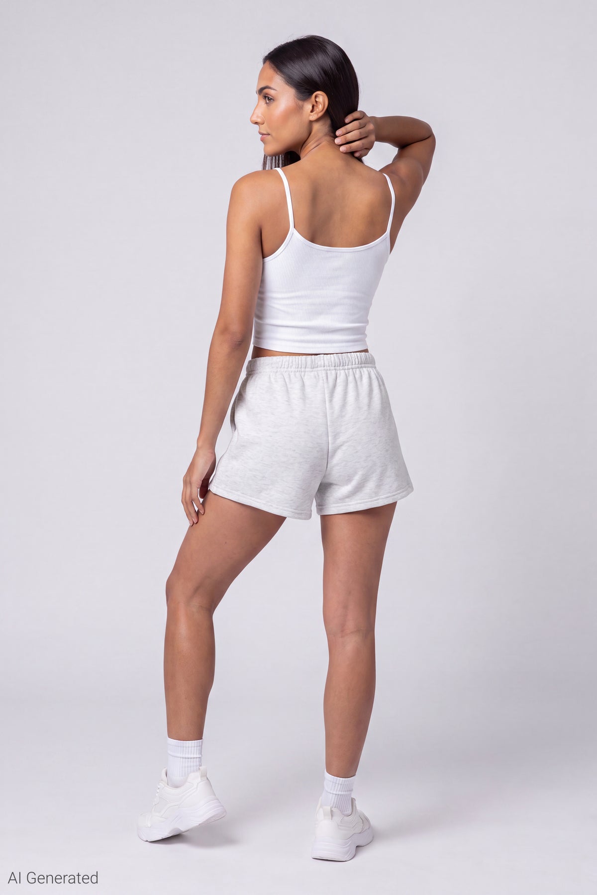 Alt View 2. Fleece Short 2" - Light Grey
