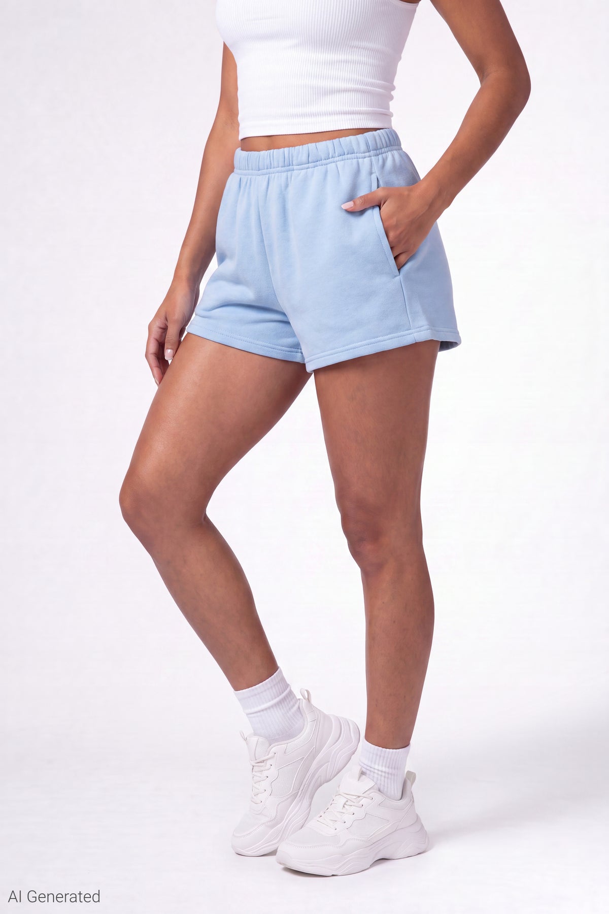 Alt View 3. Fleece Short 2" - Light Blue