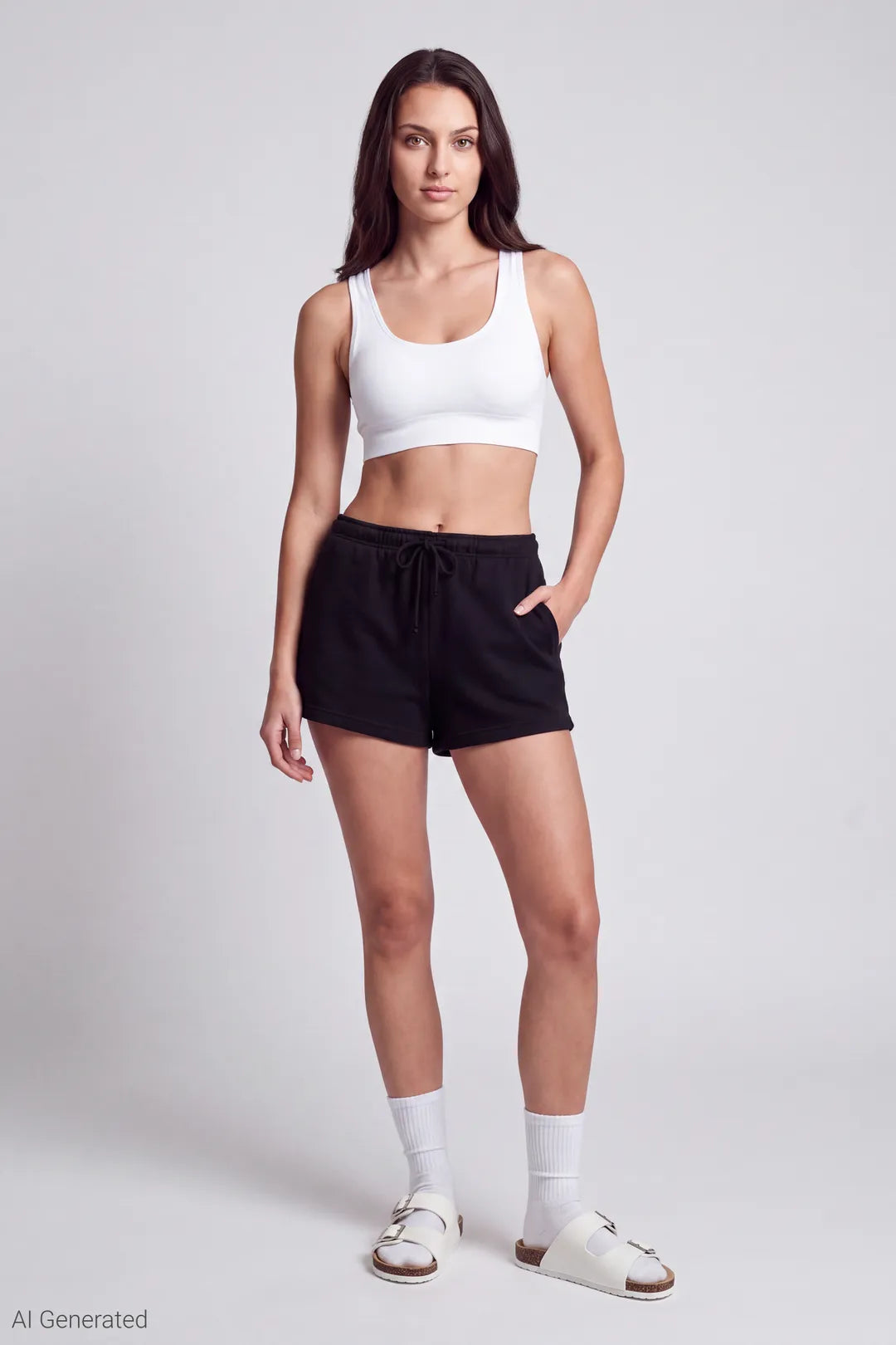 French Terry Drawstring Short 2" - Black