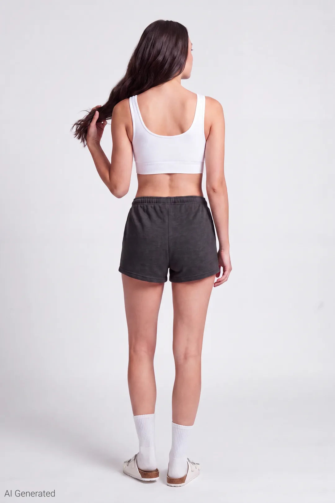 Alt View 2. French Terry Drawstring Short 2" - Charcoal