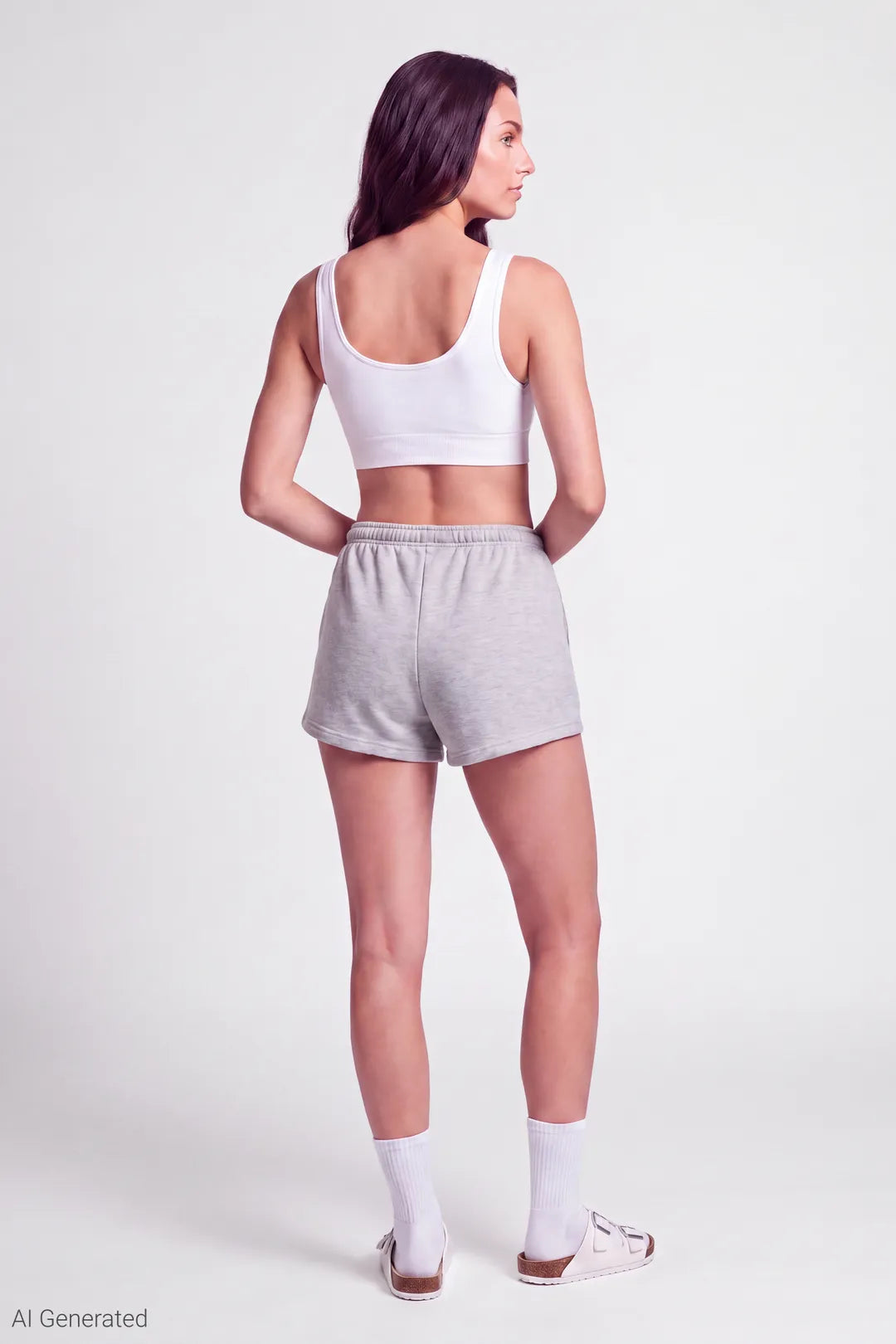 Alt View 2. French Terry Drawstring Short 2" - Heather Grey