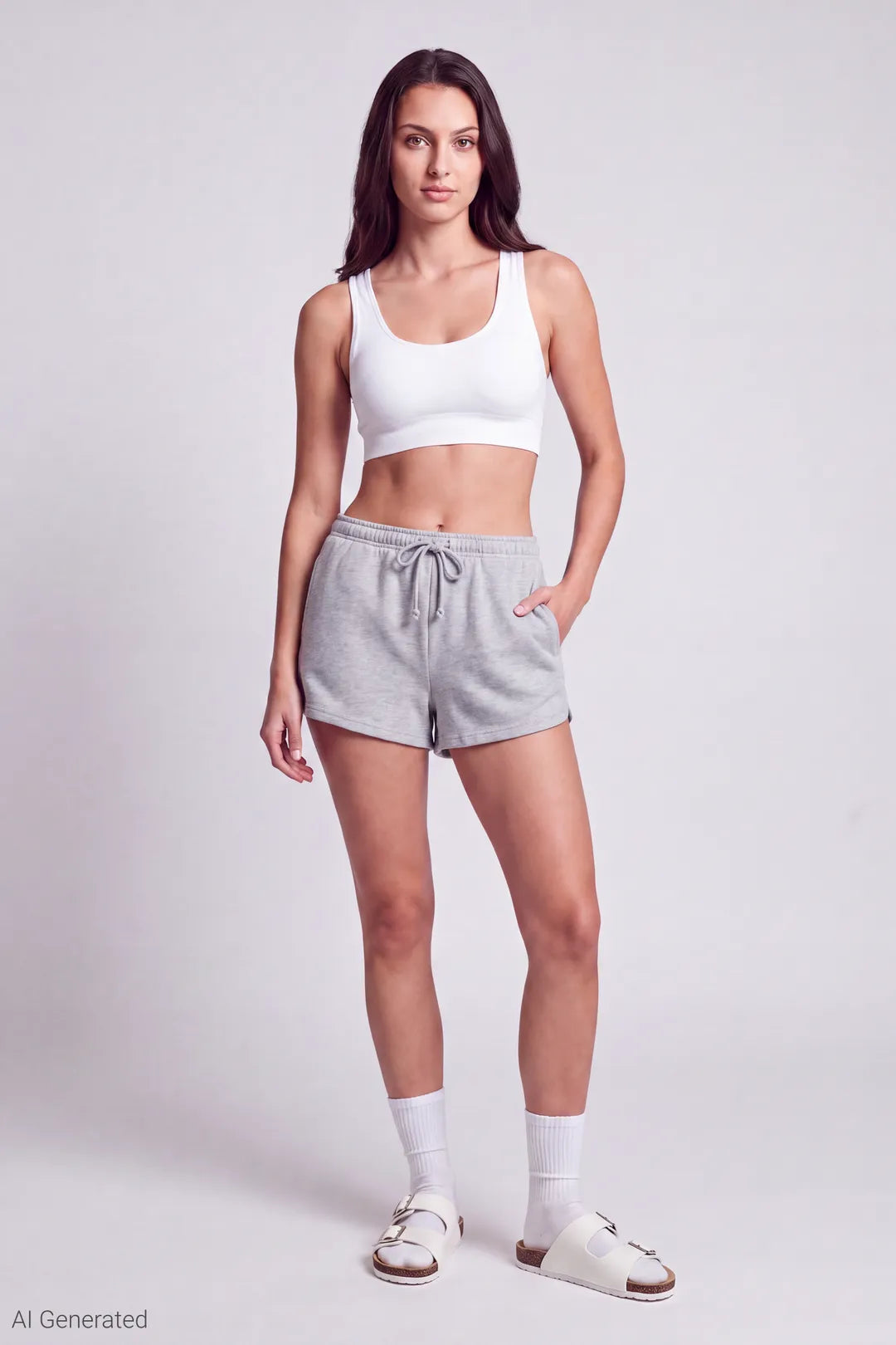 French Terry Drawstring Short 2" - Heather Grey