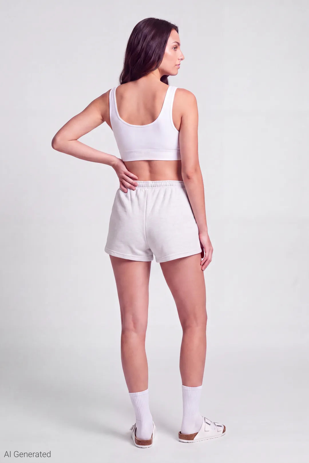 Alt View 2. French Terry Drawstring Short 2" - Light Grey