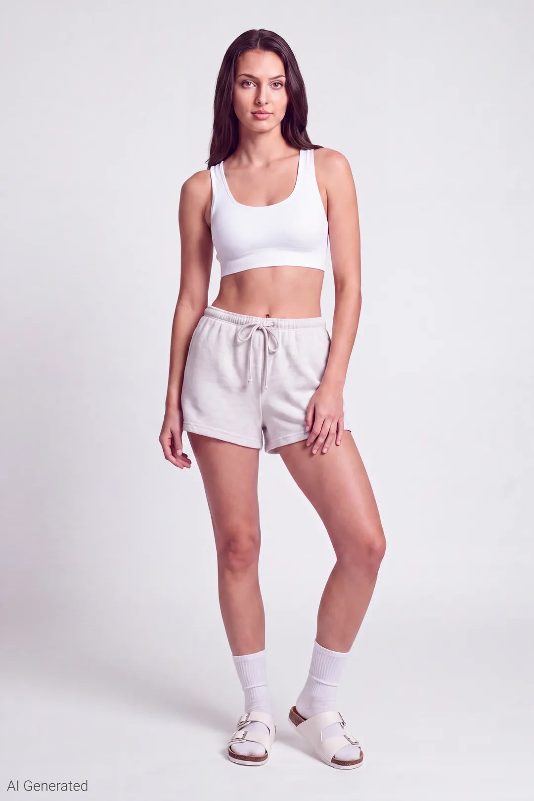 French Terry Drawstring Short 2" - Light Grey