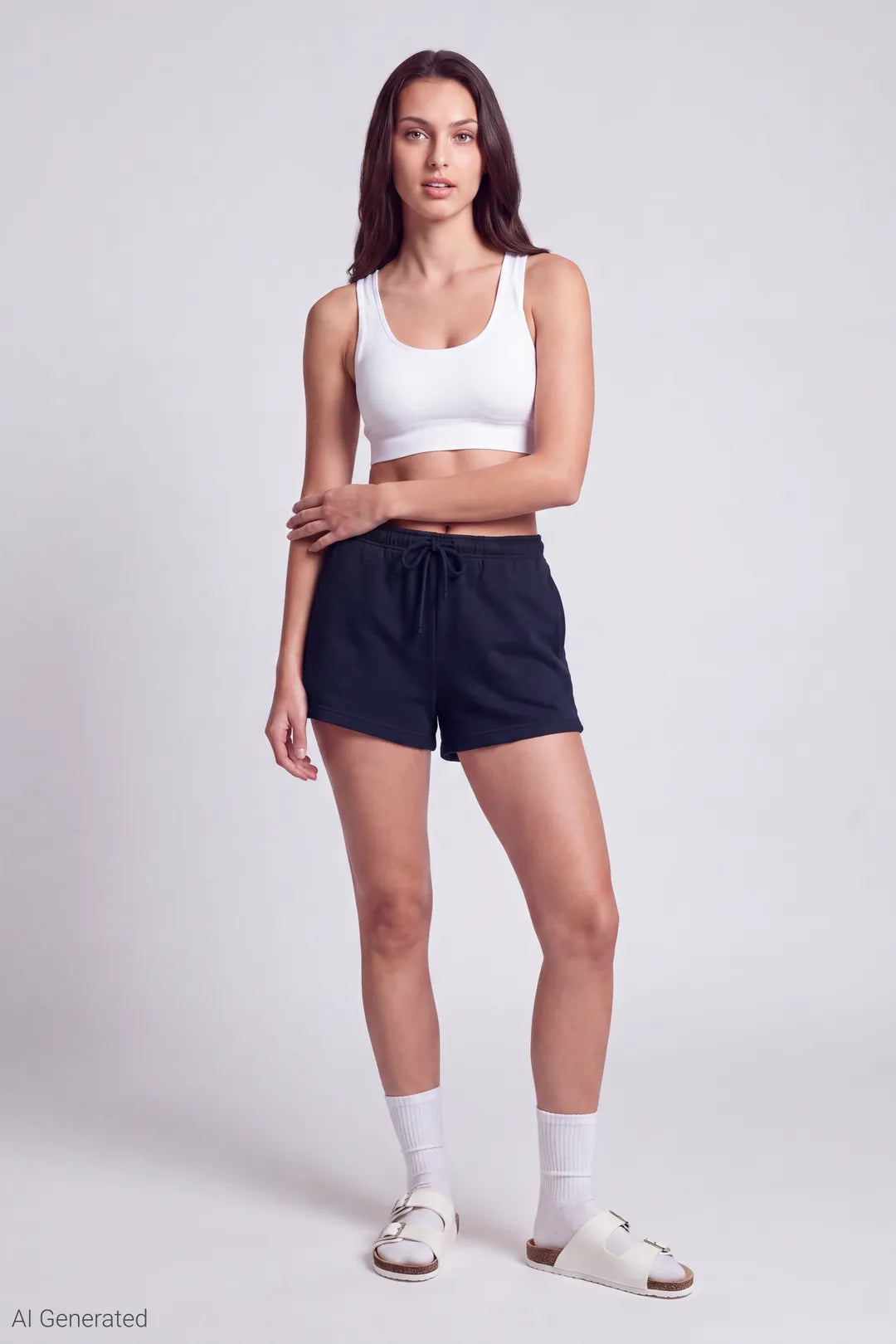 French Terry Drawstring Short 2" - Dark Blue