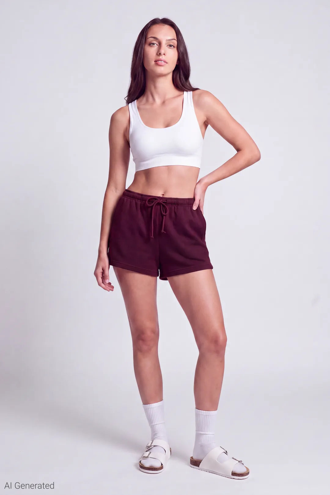 French Terry Drawstring Short 2" - Burgundy