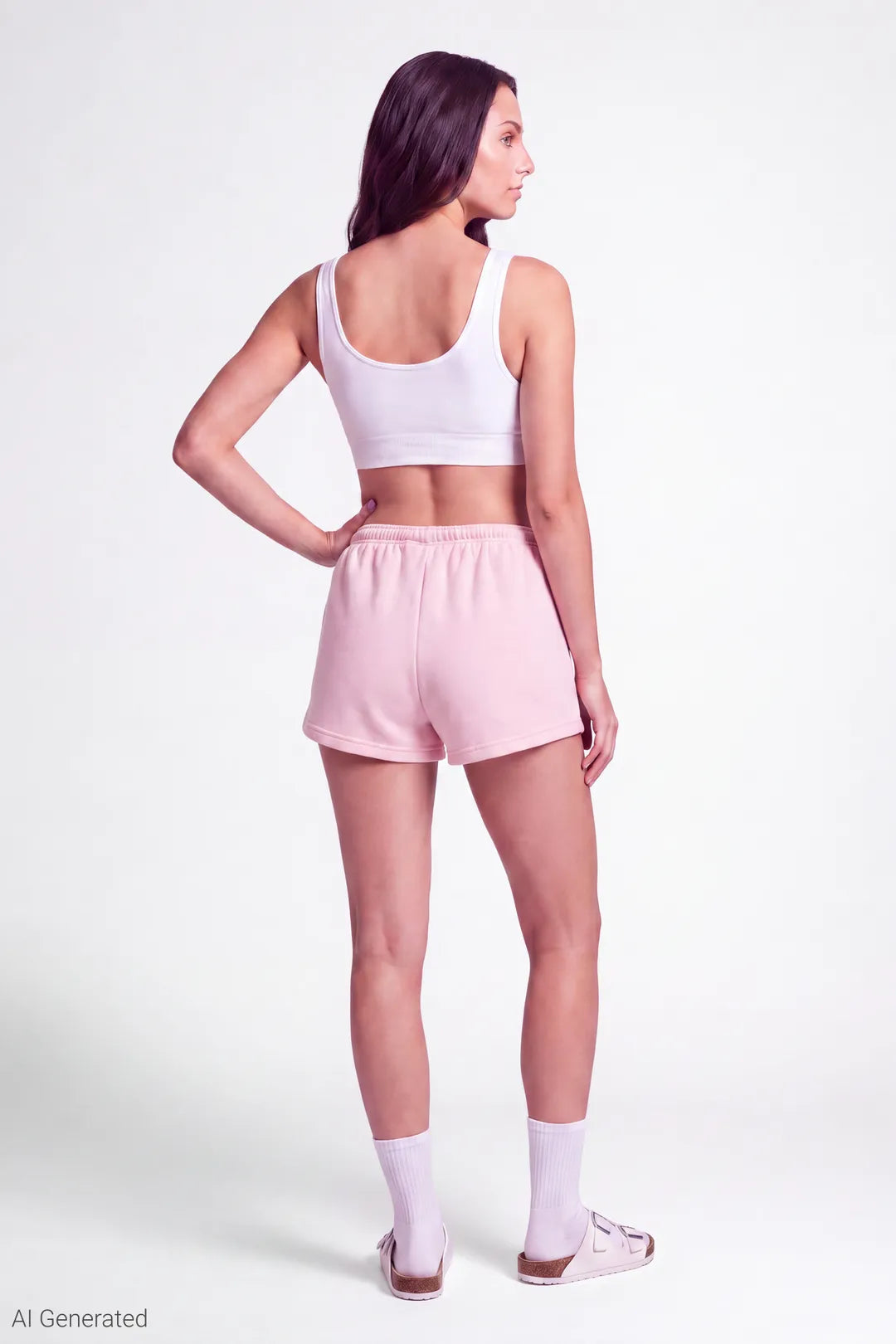 Alt View 2. French Terry Drawstring Short 2" - Light Pink