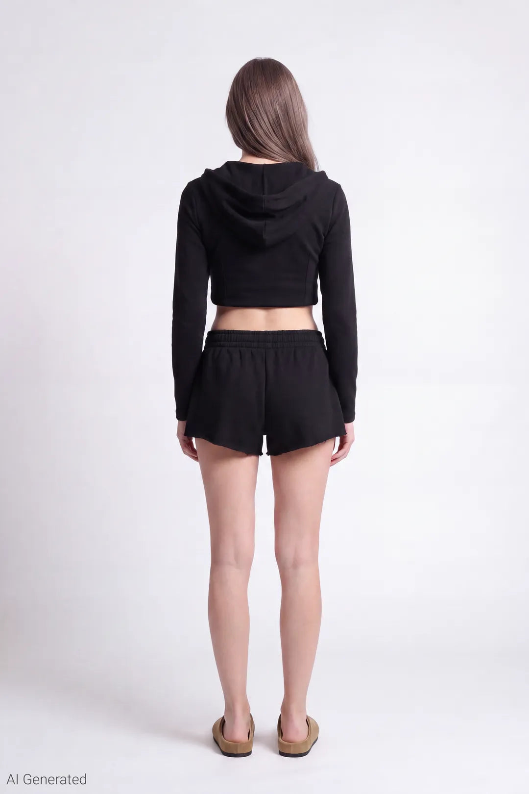Alt View 2. Fleece Shortie 2" - Black
