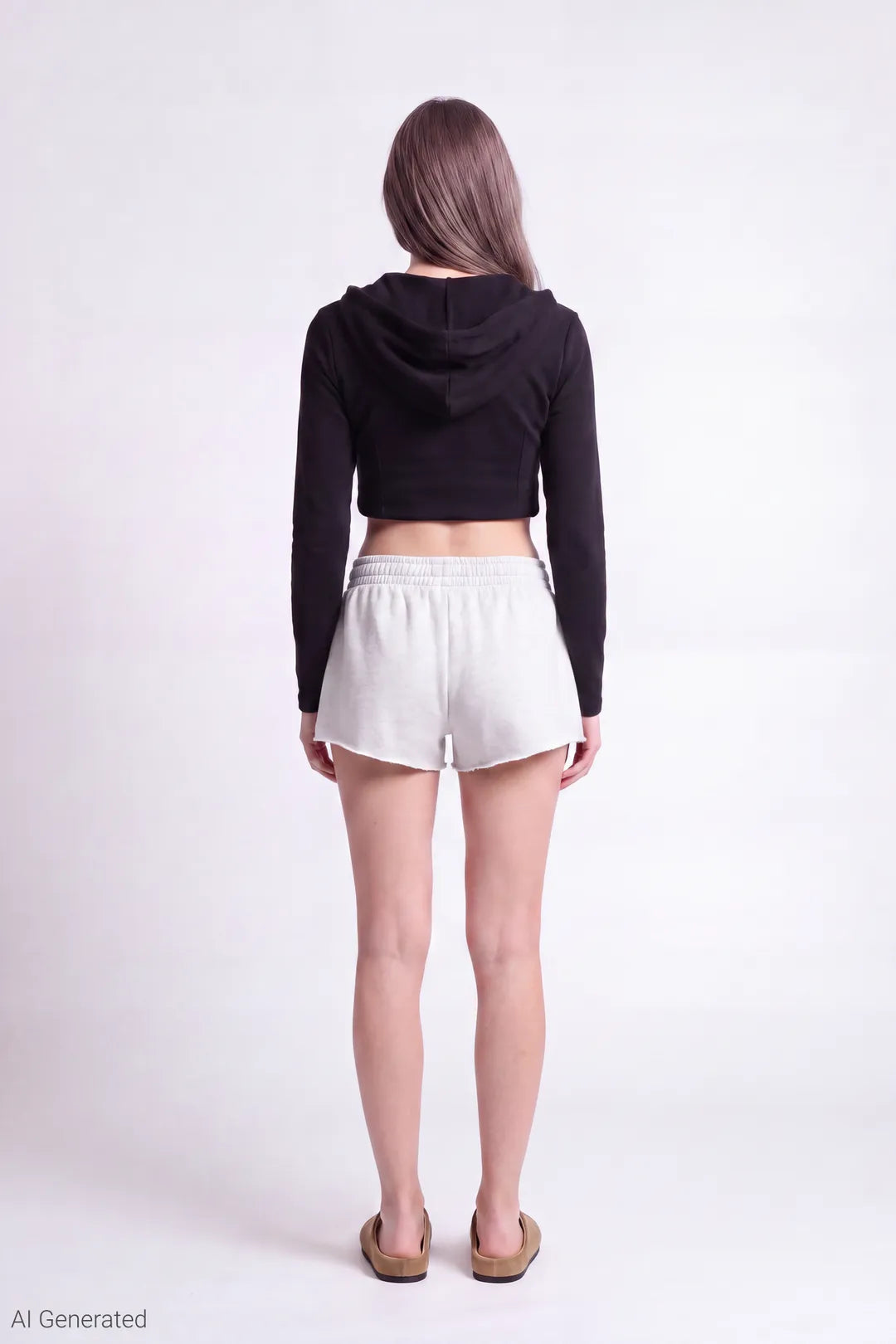 Alt View 2. Fleece Shortie 2" - Light Grey