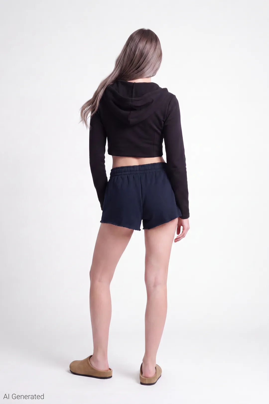 Alt View 2. Fleece Shortie 2" - Dark Blue
