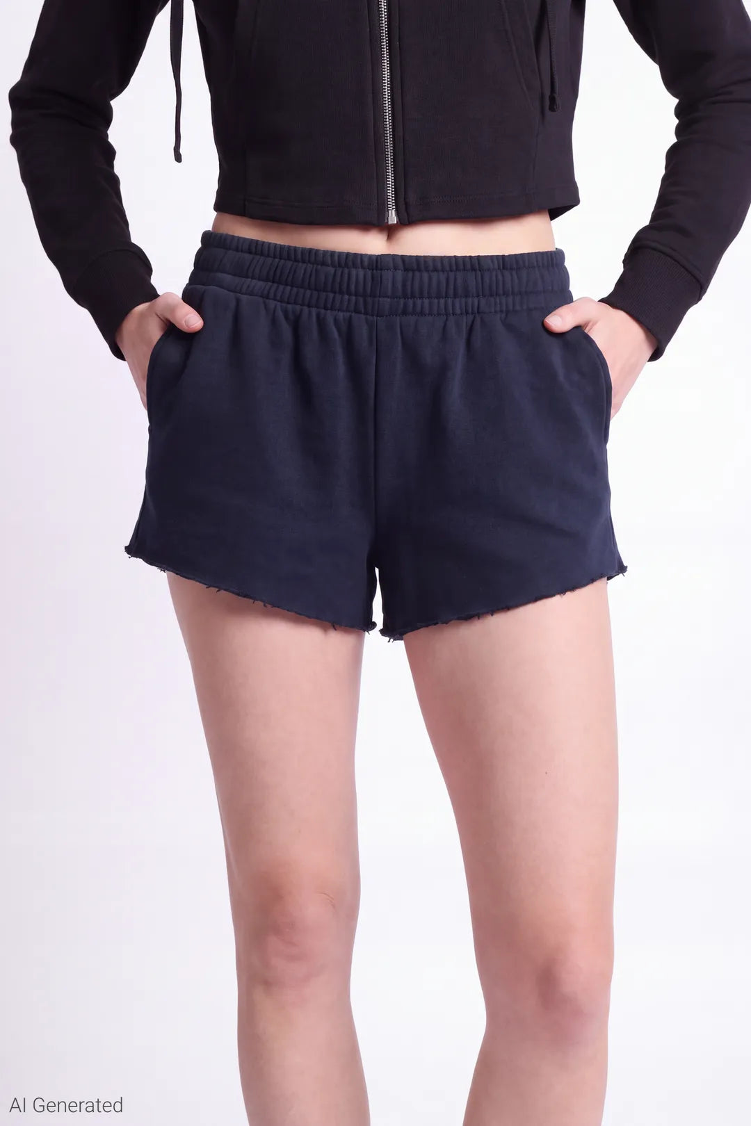Alt View 3. Fleece Shortie 2" - Dark Blue