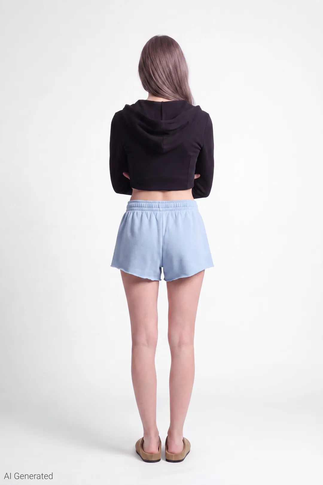 Alt View 2. Fleece Shortie 2" - Light Blue