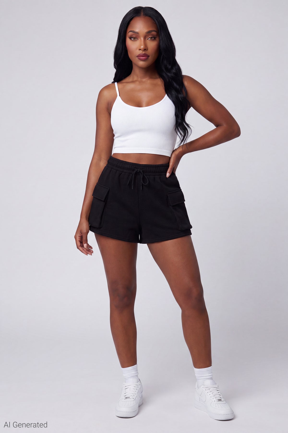 Fleece Cargo Short - Black