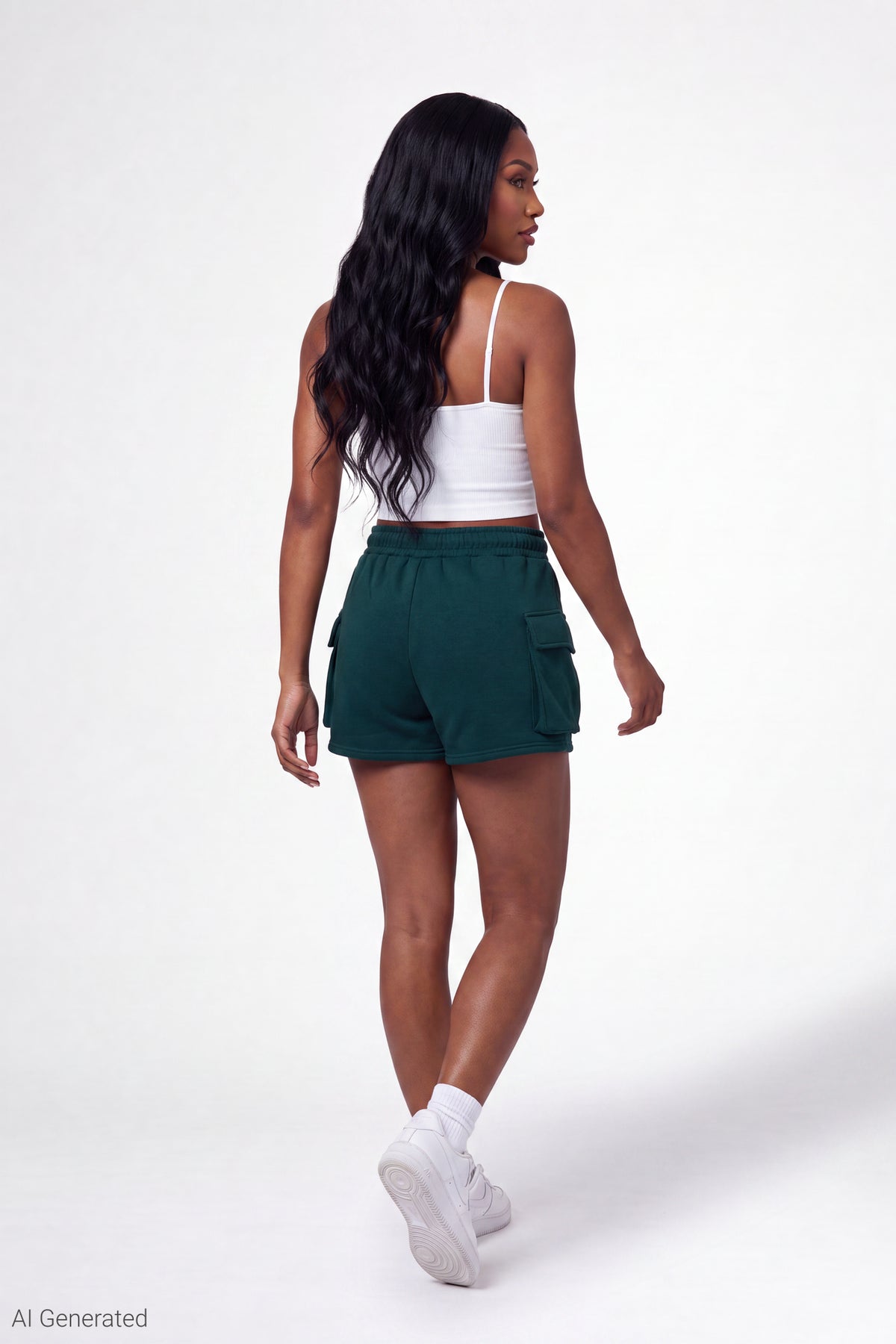 Alt View 2. Fleece Cargo Short - Green