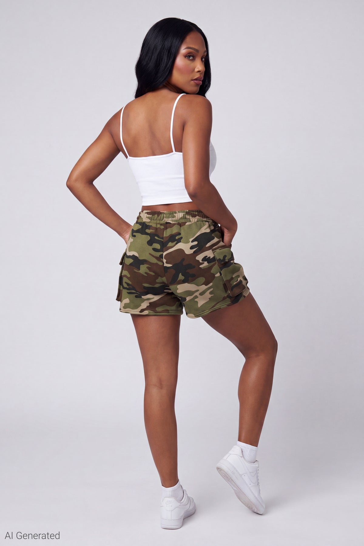 Alt View 2. Fleece Cargo Short - Camouflage