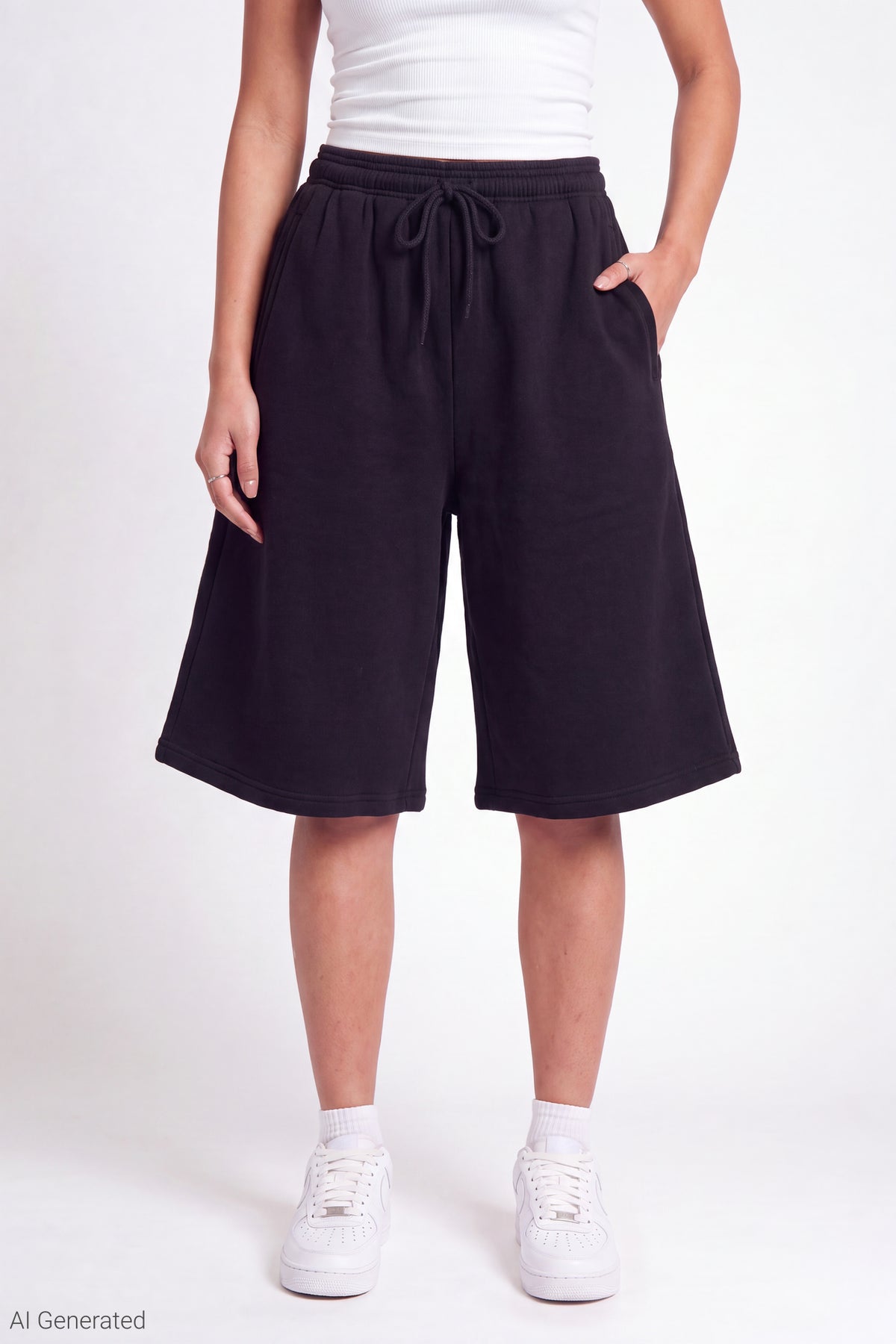 Alt View 3. Fleece Jort 12" - Black
