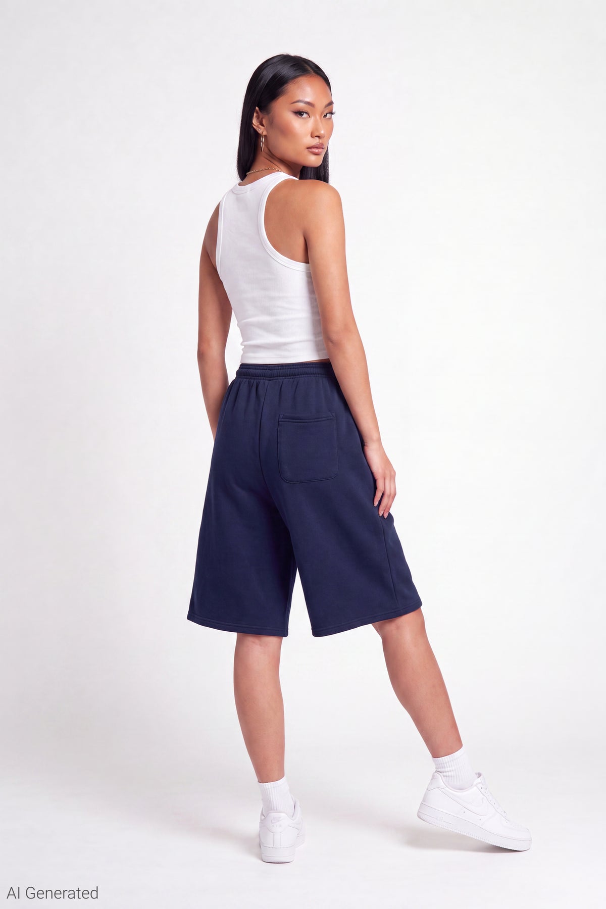 Alt View 2. Fleece Jort 12" - Dark Blue