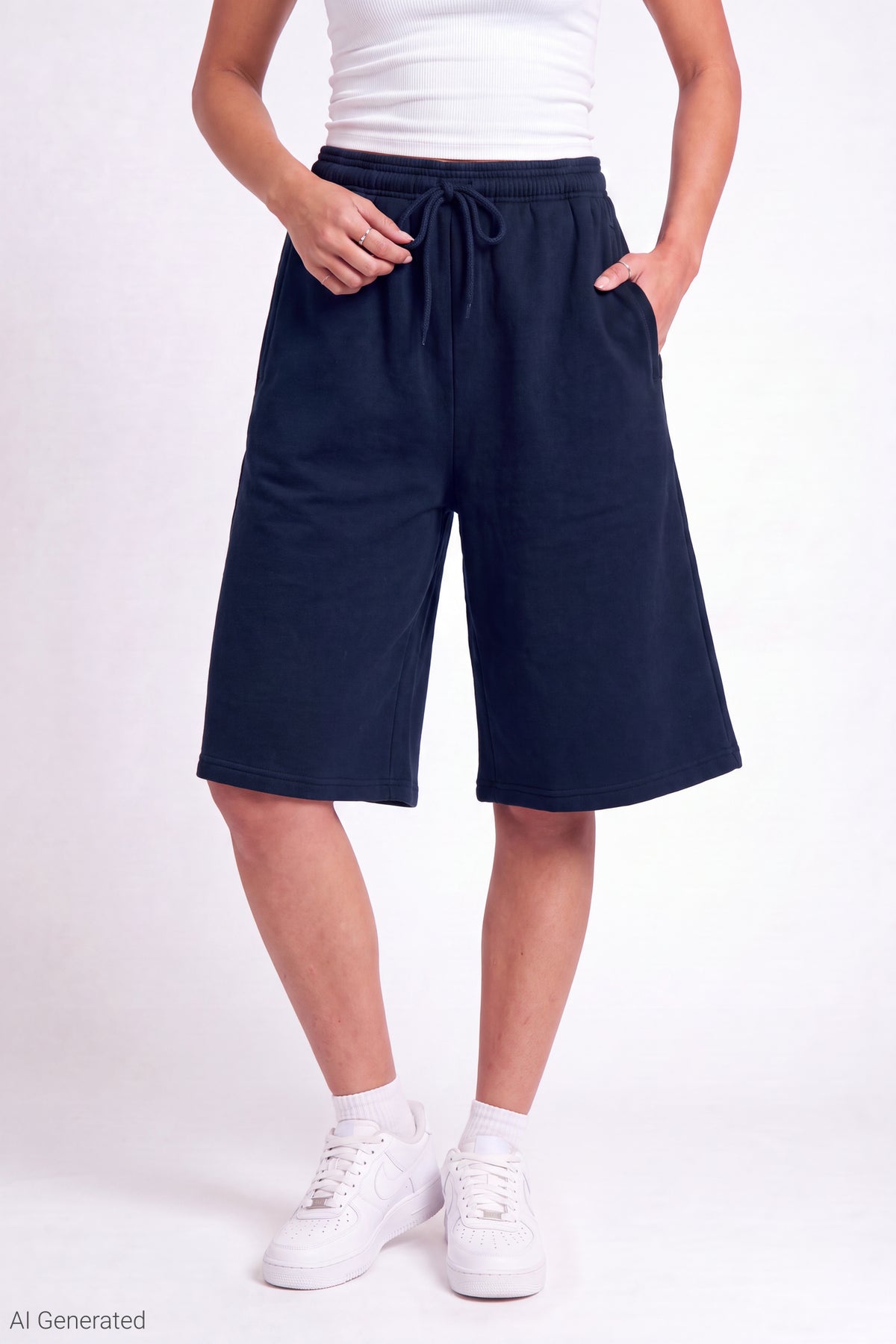 Alt View 3. Fleece Jort 12" - Dark Blue