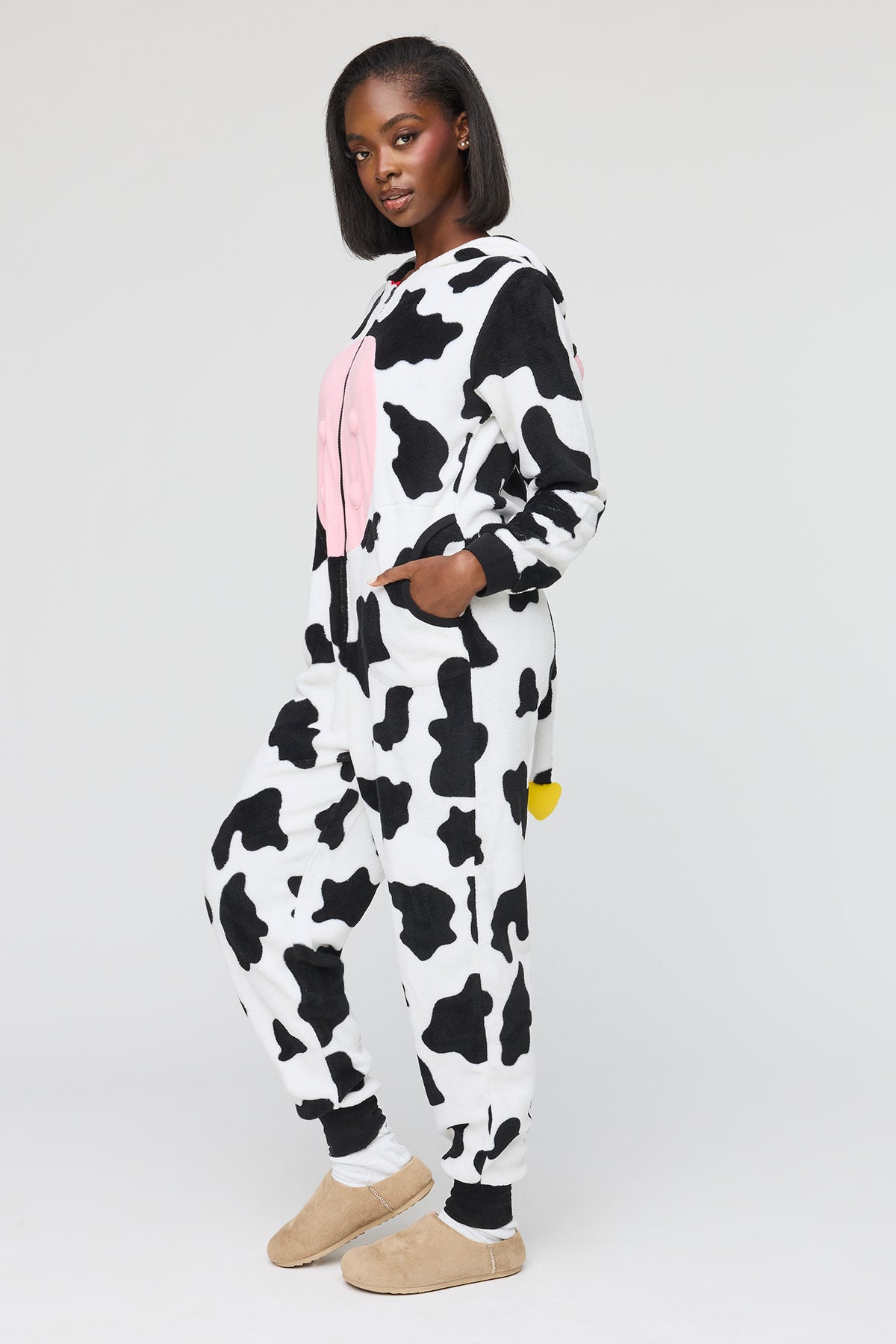 Alt View 2. 3D Cow Plush Onesie - White