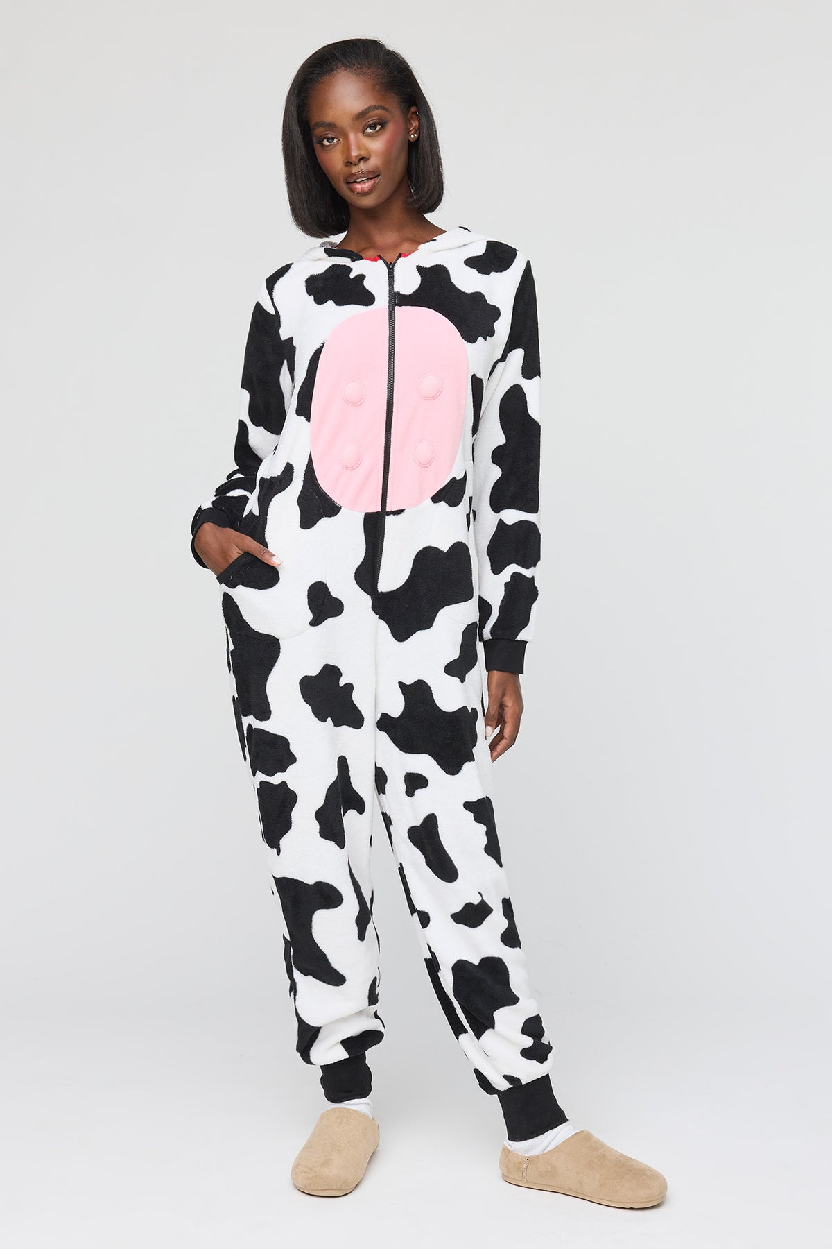 Alt View 3. 3D Cow Plush Onesie - White
