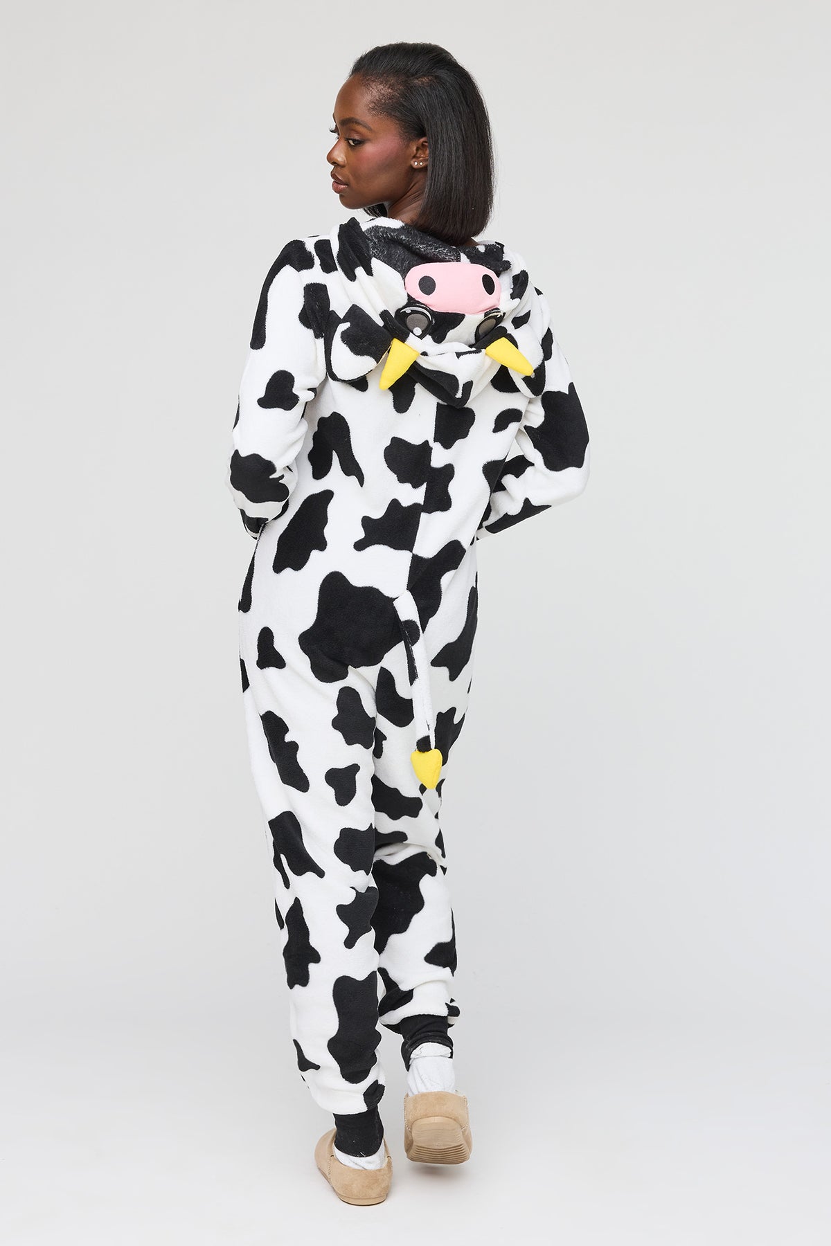 Alt View 4. 3D Cow Plush Onesie - White