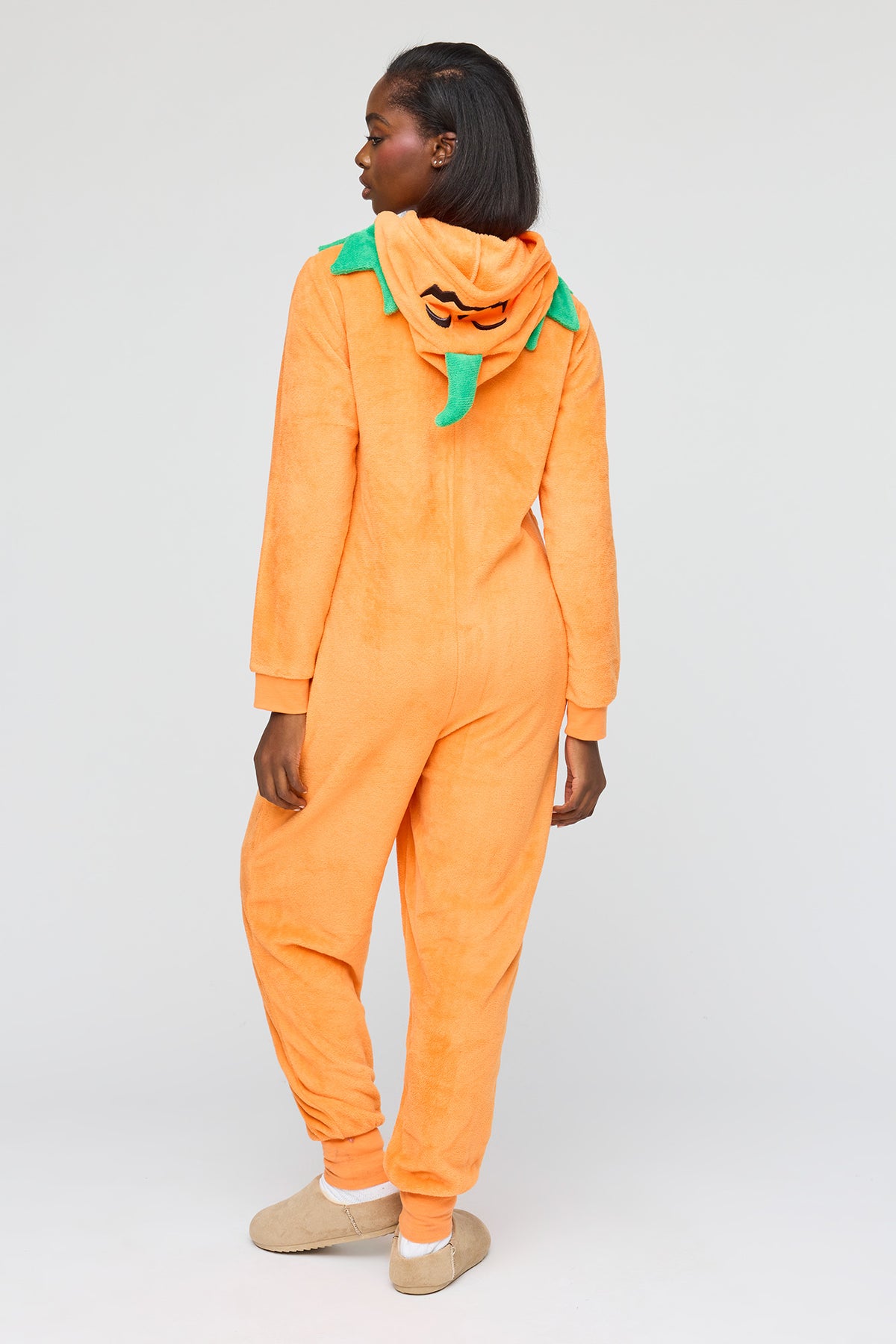 Alt View 4. 3D Pumpkin Plush Onesie - Orange