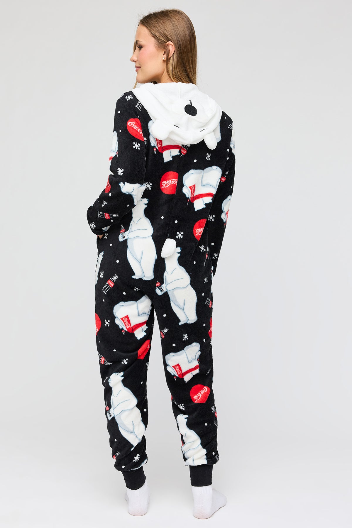 Alt View 4. Coca Cola Polar Bear 3D Onesie - Black