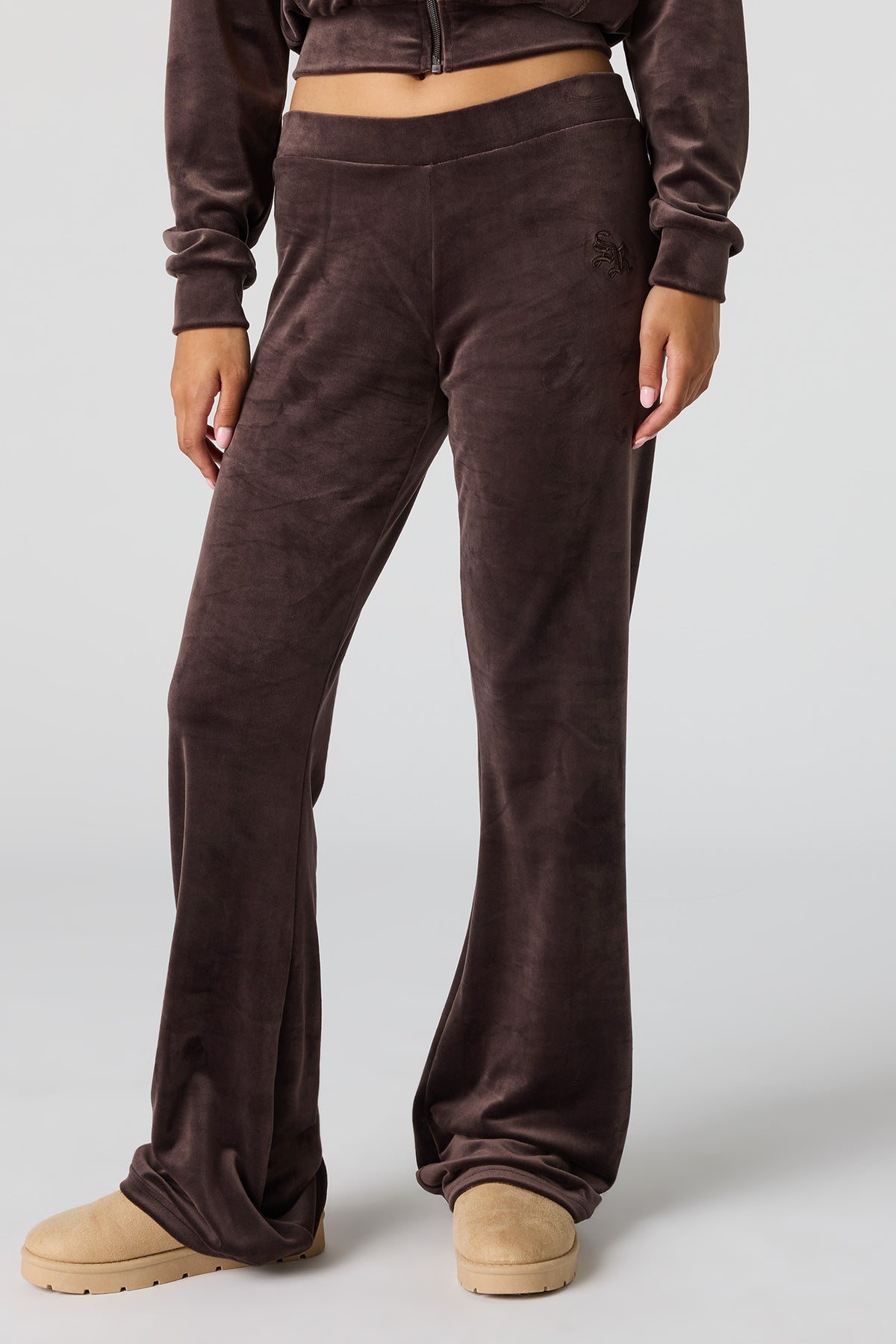Alt View 2. Sommer Ray Velour Flare Pant - Tan