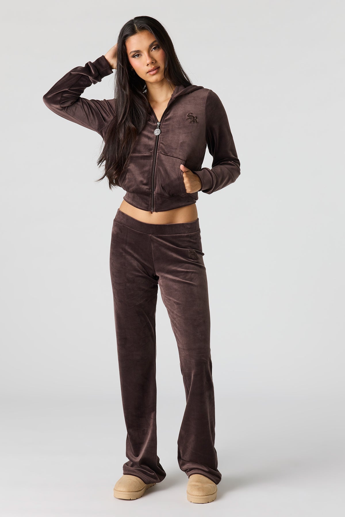 Sommer Ray Velour Flare Pant - Tan