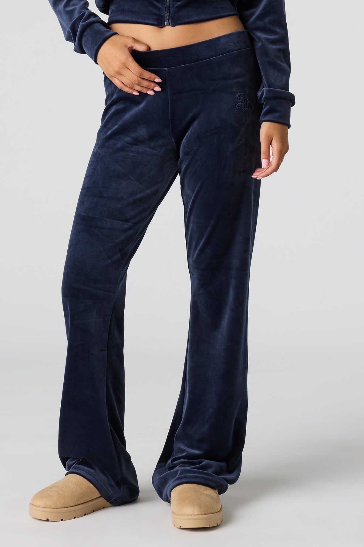 Alt View 2. Sommer Ray Velour Flare Pant - Navy