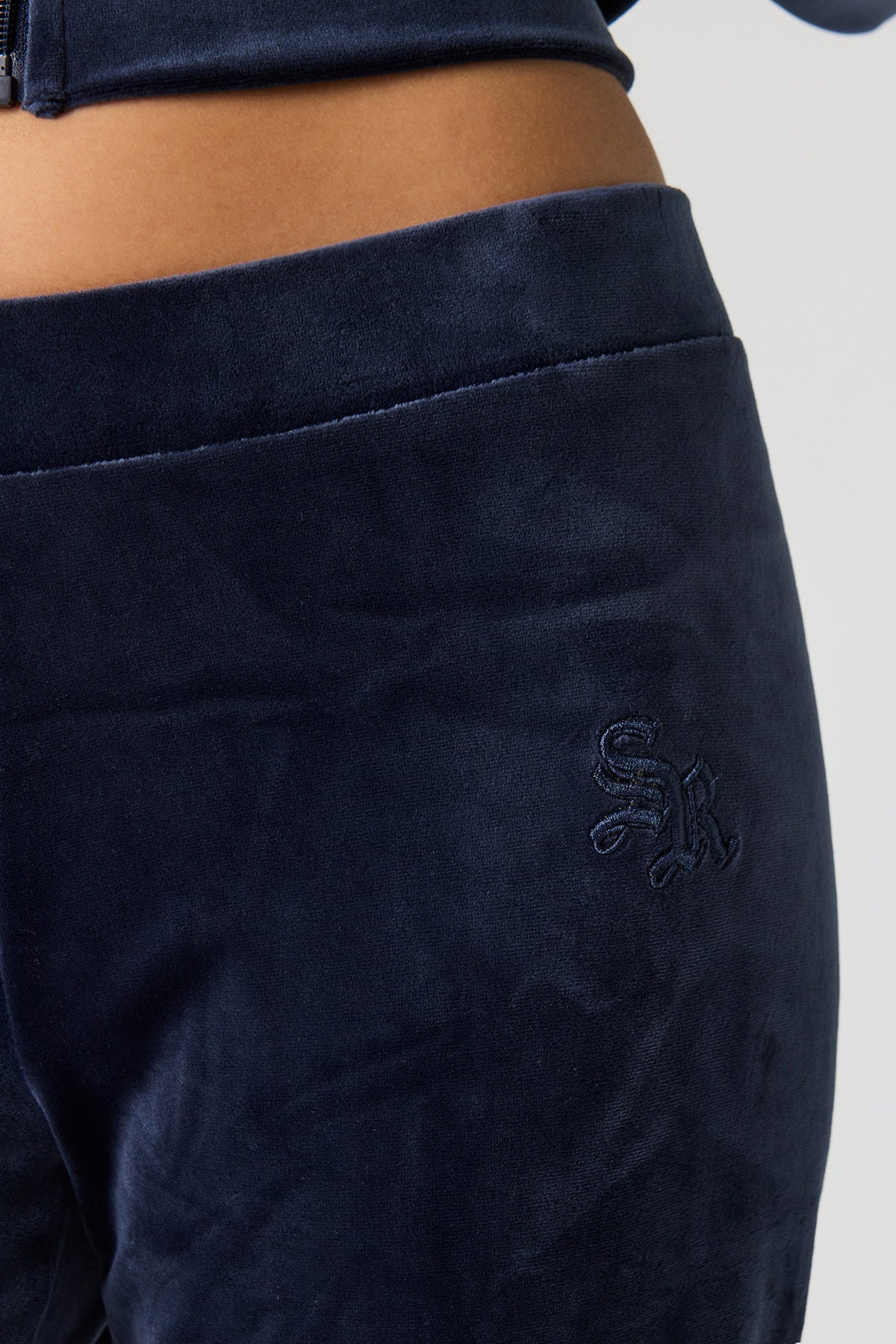 Alt View 4. Sommer Ray Velour Flare Pant - Navy