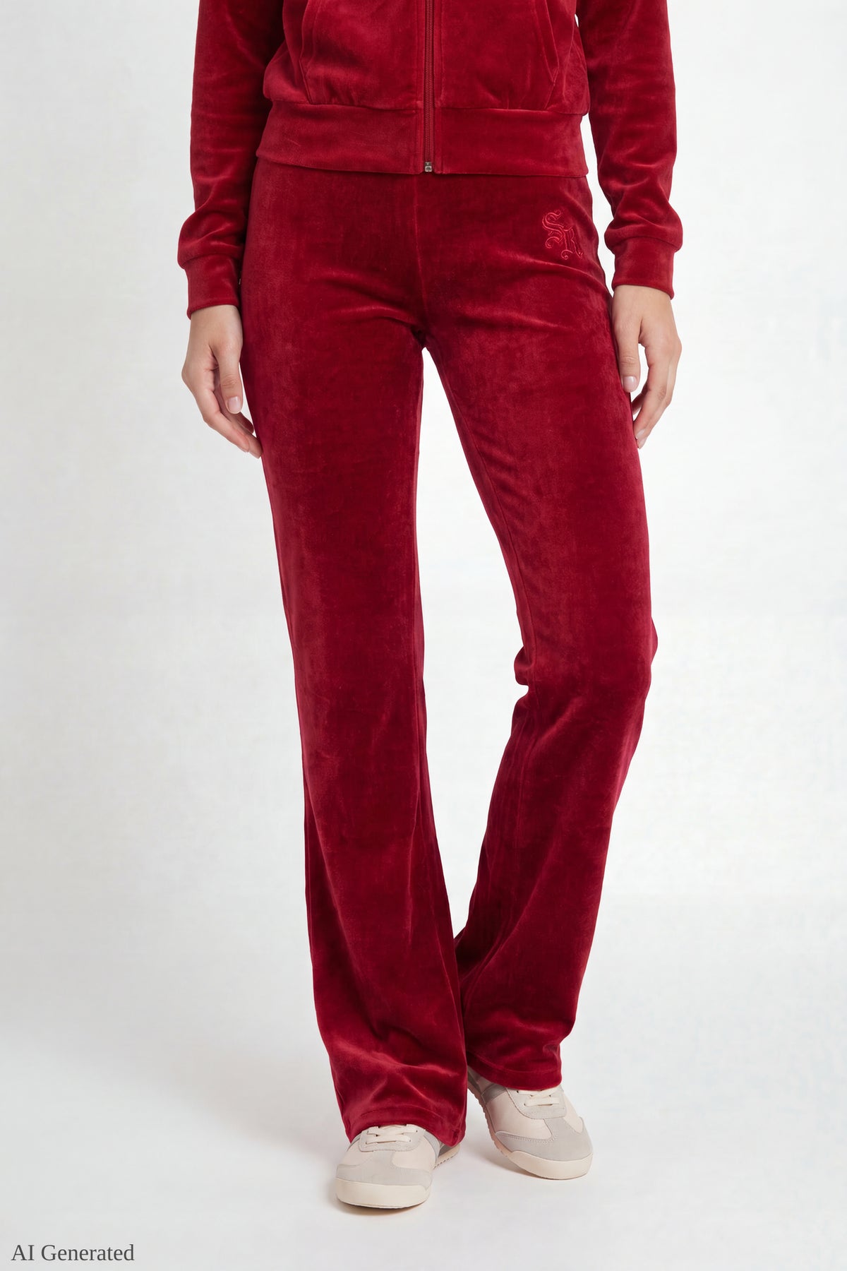 Sommer Ray Velour Flare Pant - Red