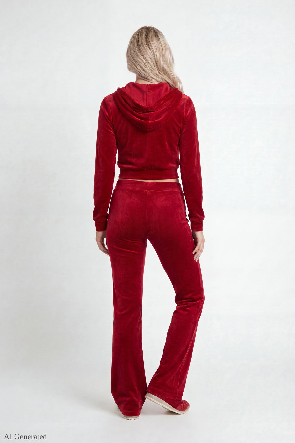 Alt View 2. Sommer Ray Velour Flare Pant - Red