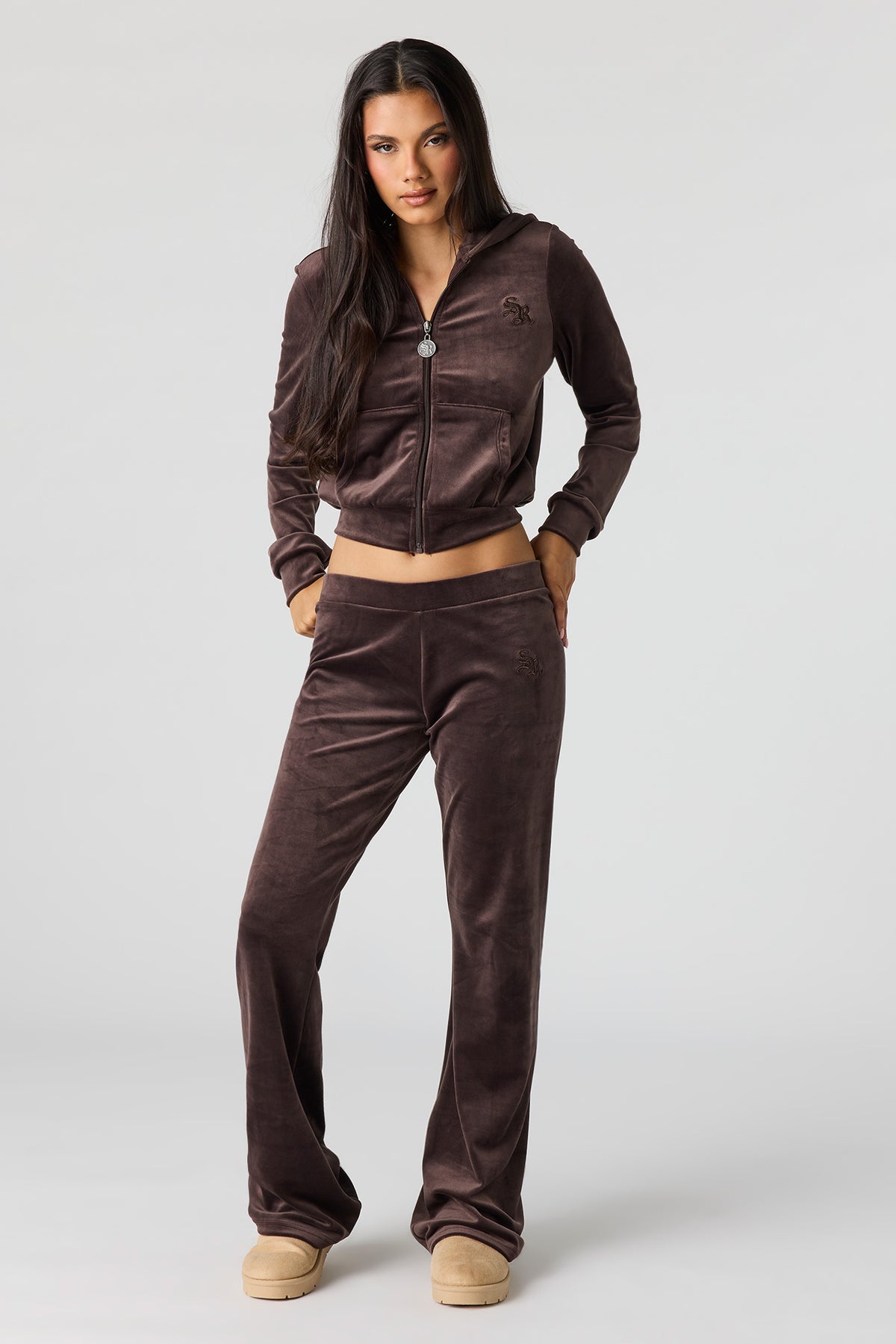 Alt View 3. Sommer Ray Velour Zip Jacket - Tan