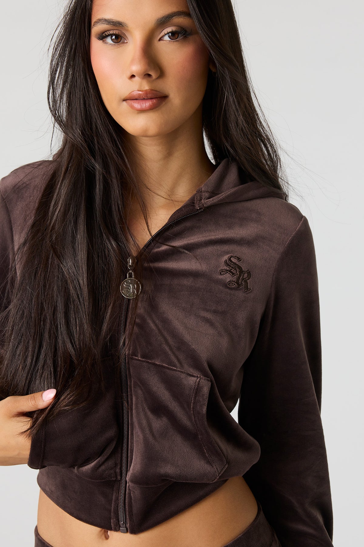 Alt View 4. Sommer Ray Velour Zip Jacket - Tan