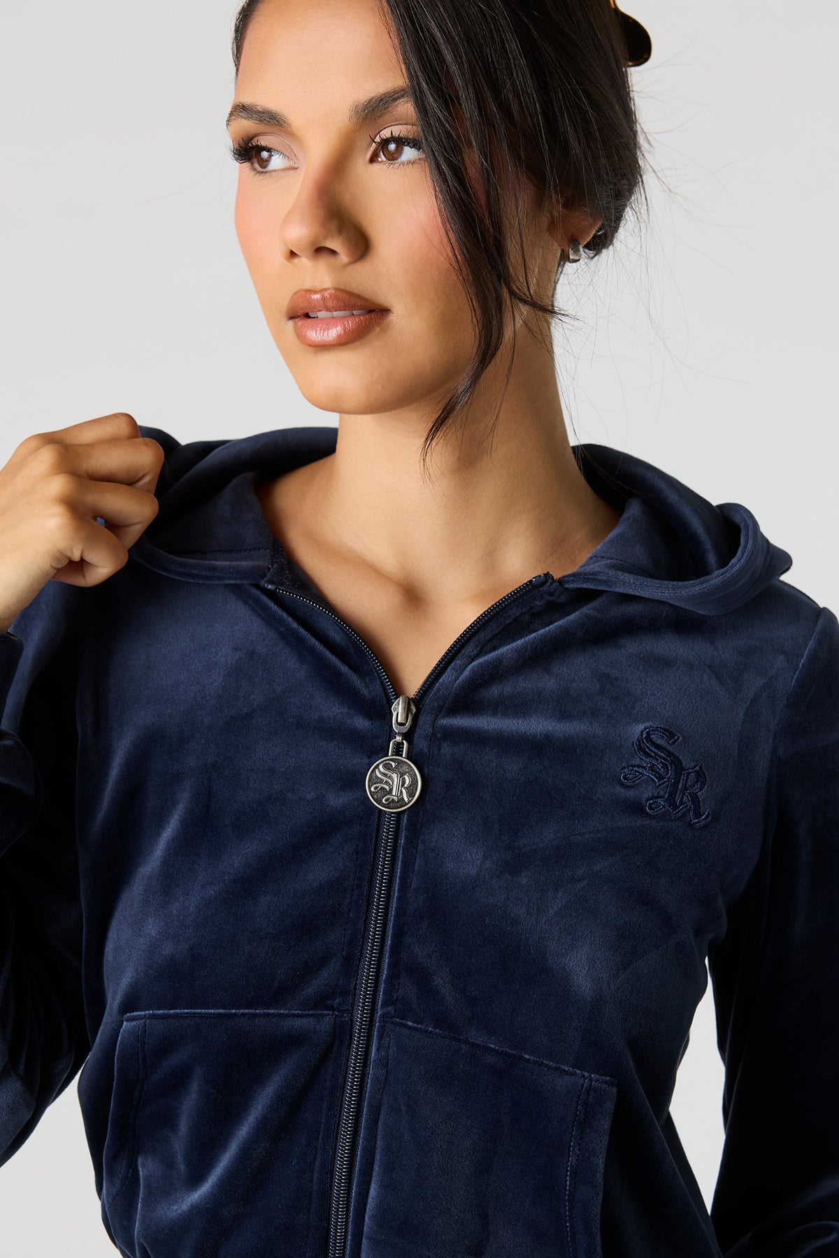 Alt View 4. Sommer Ray Velour Zip Jacket - Navy