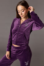 Playboy Velour Rhinestone Zip Hoodie