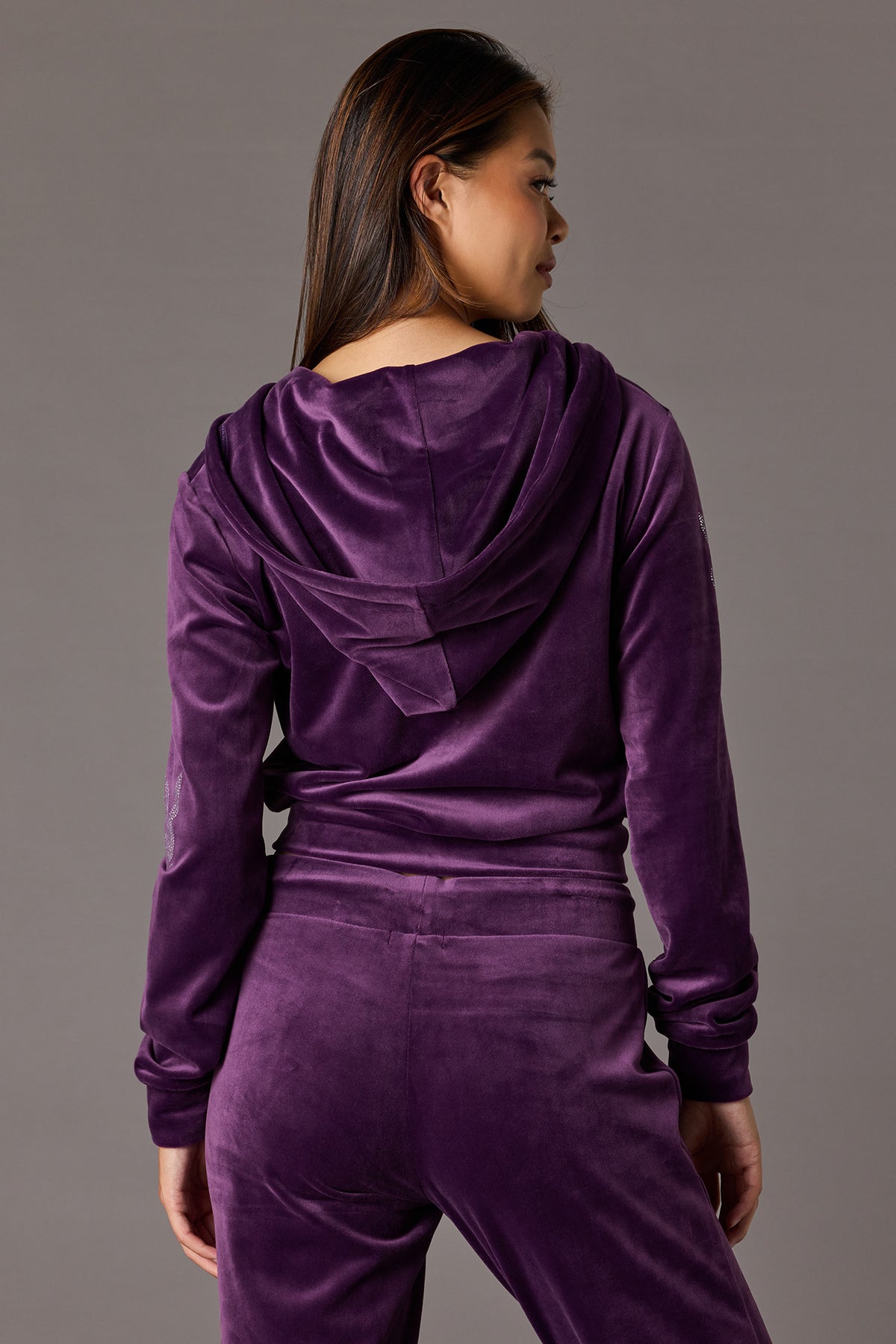Alt View 2. Playboy Velour Rhinestone Zip Hoodie - Purple