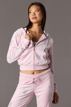 Playboy Velour Rhinestone Zip Hoodie